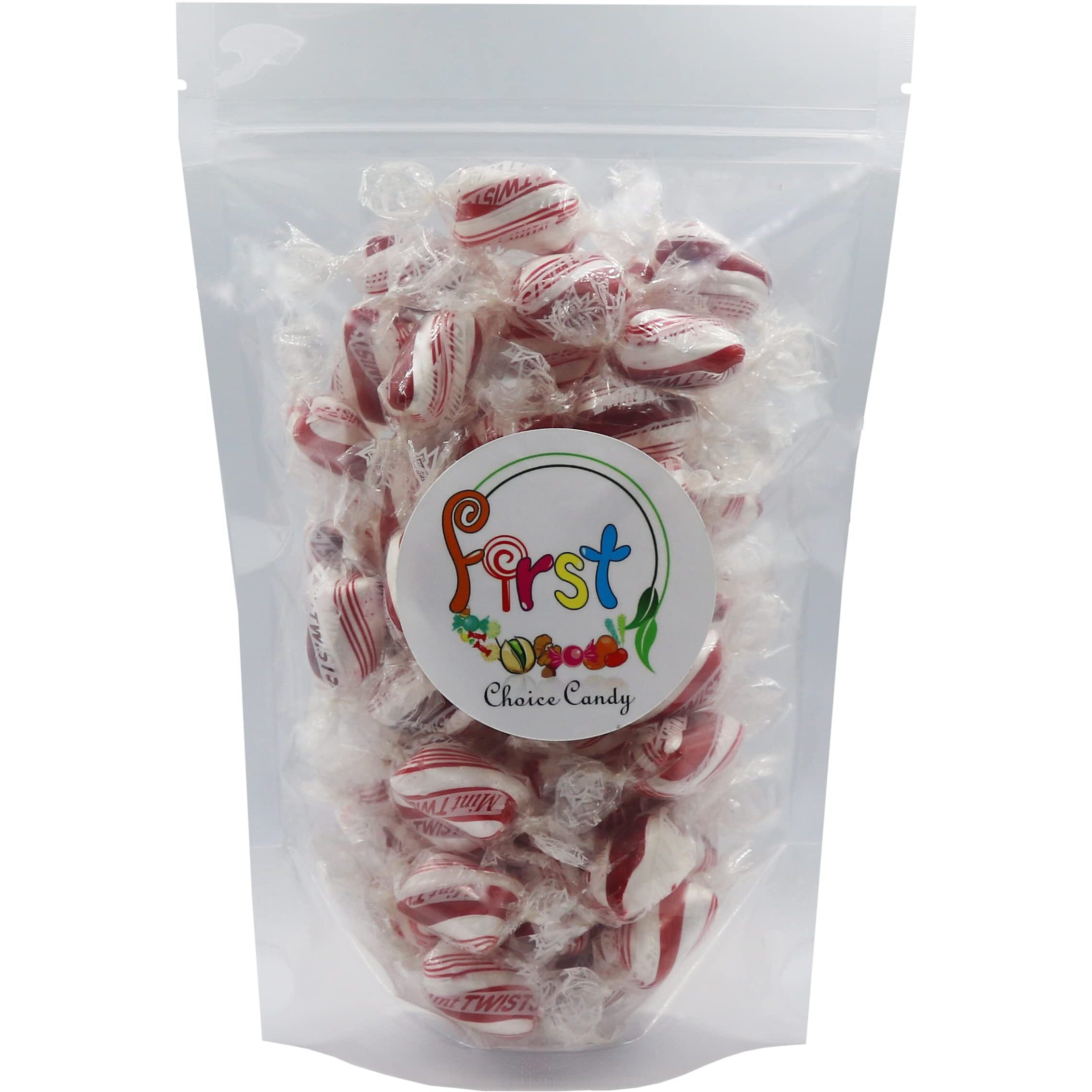 Firstchoicecandy Hard Candy Twists, All Flavor Individually Wrapped Twist Hard Candy (Red And White Mint Twist, 2 Pound)