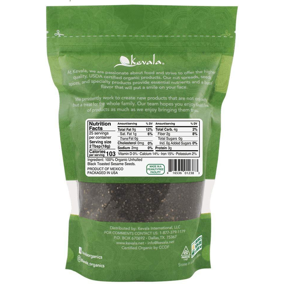 Kevala Organic Black Sesame Seeds 1 Lb (Toasted)