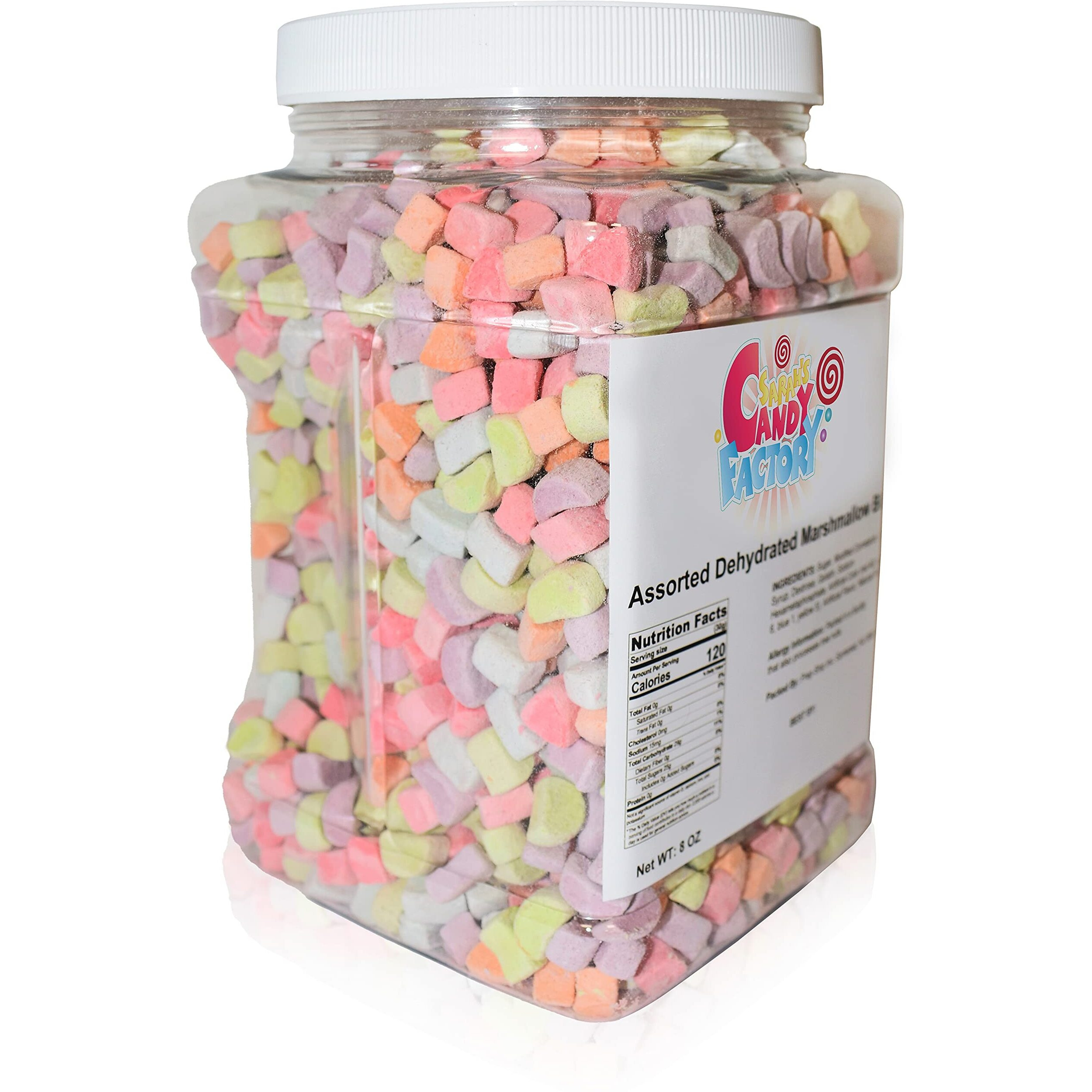 Sarah's Candy Factory Assorted Dehydrated Marshmallow Bits In Jar, 8 Oz