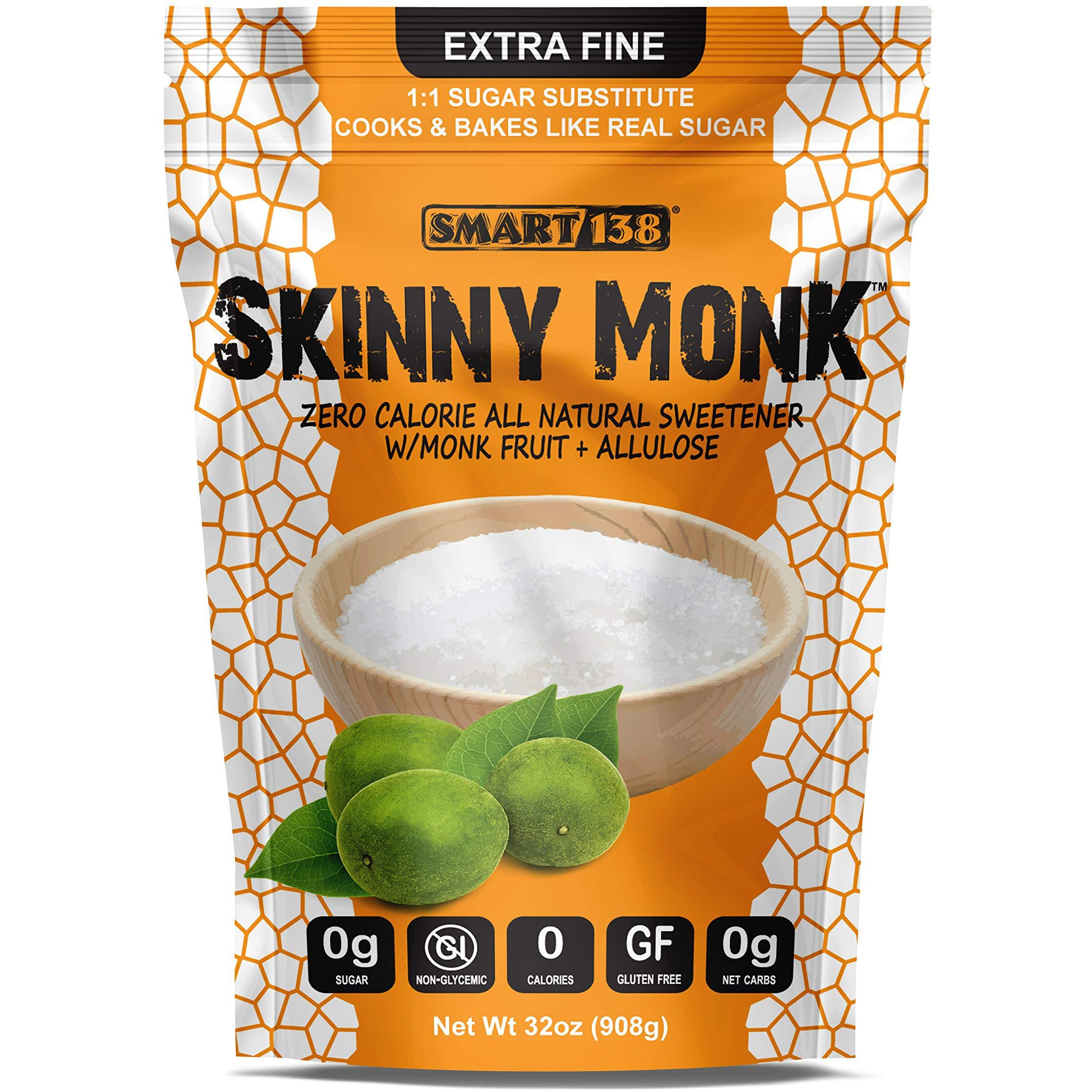 Skinny Monk - Allulose Sweetener W/Monkfruit, 11 Sugar Substitute, Keto Friendly, Zero Net Carbs, Non-Glycemic(Granular, 32Oz)