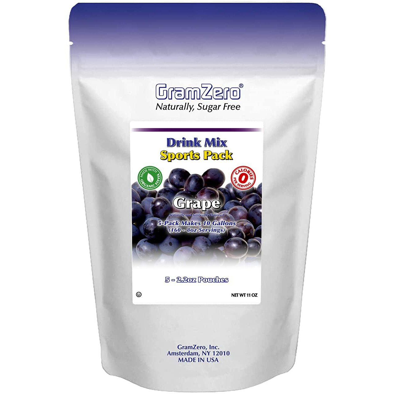 Gramzero Grape Sugar Free Drink Mix Sports Pack, Great For Nutrition Club Loaded Teas, Zero Calorie, Stevia Sweetened