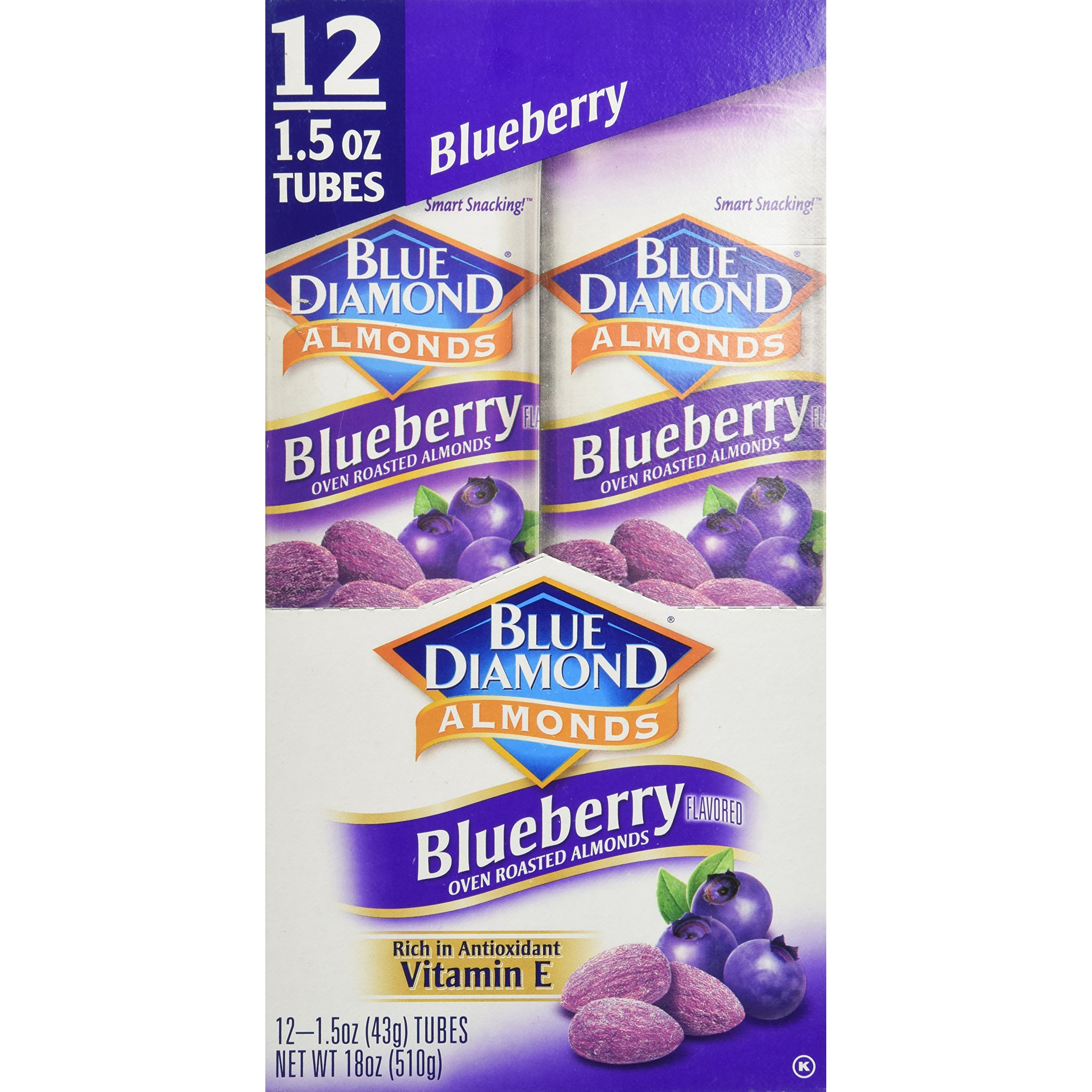 Blue Diamond Blueberry Flavored Almonds, 1.5 Ounce (Pack Of 12)