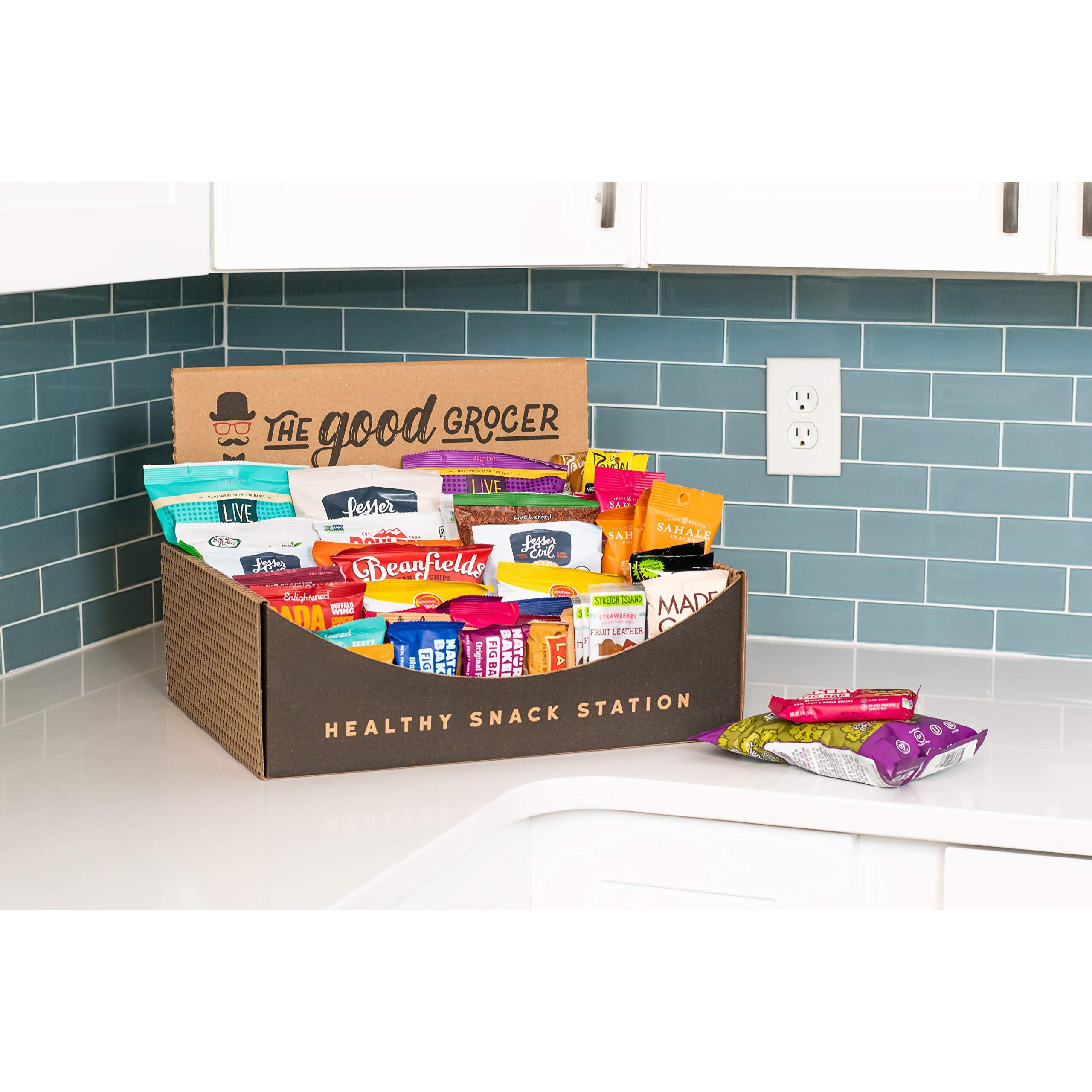 All Natural Healthy Snack Station (50 Count) By The Good Grocer - Office Snacks, Variety Pack, School Lunches (Includes Display Box)