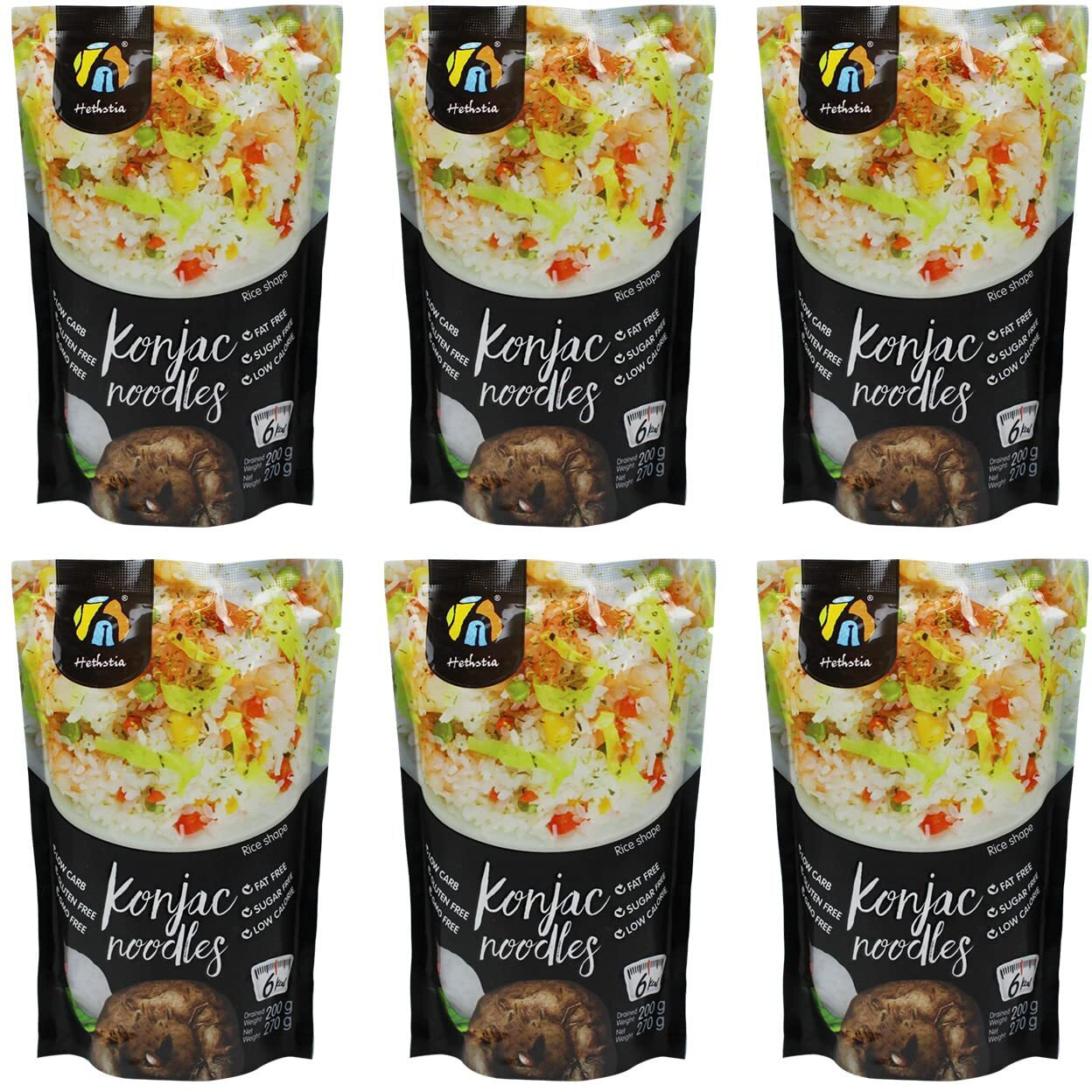 Hethstia Miracle Rice - Konjac Rice Substitute For Low Carb, Keto-Friendly Diet, 57.14 Oz Premium Low Calorie Instant Shirataki Rice, Gluten Free, Vegan, Healthy Food Gifts(6-Pack)