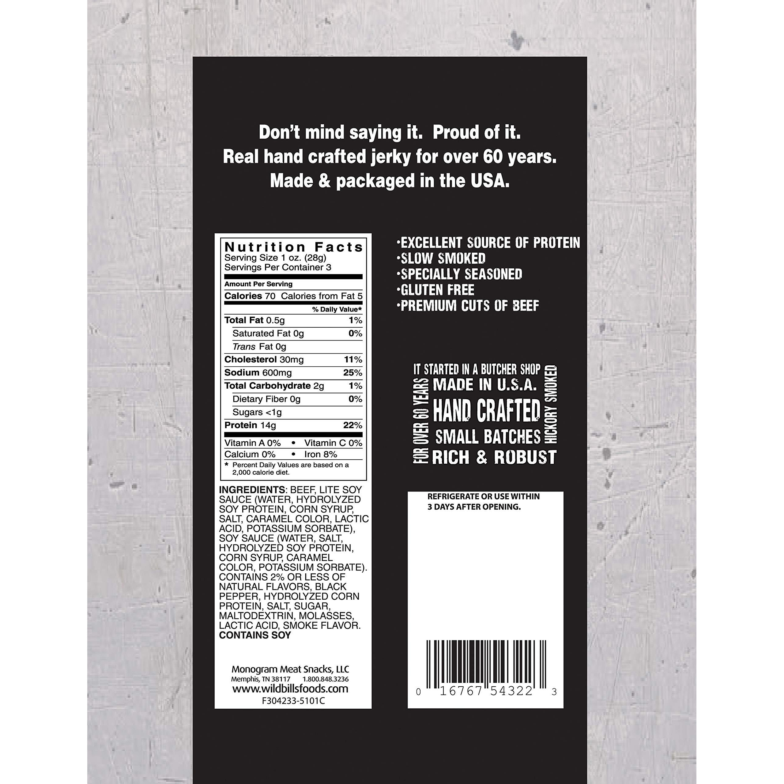 Wild Bills Black Peppered Beef Jerky 3 Ounce Pack (3 Count)