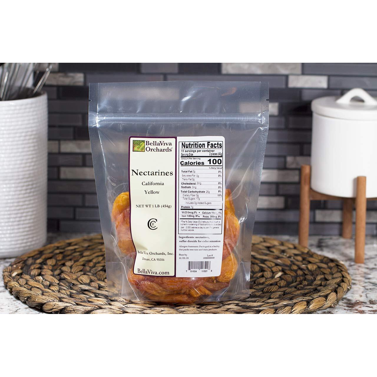 Bella Viva Orchards Dried California Yellow Nectarines, 1 Lb Of Dried Fruit