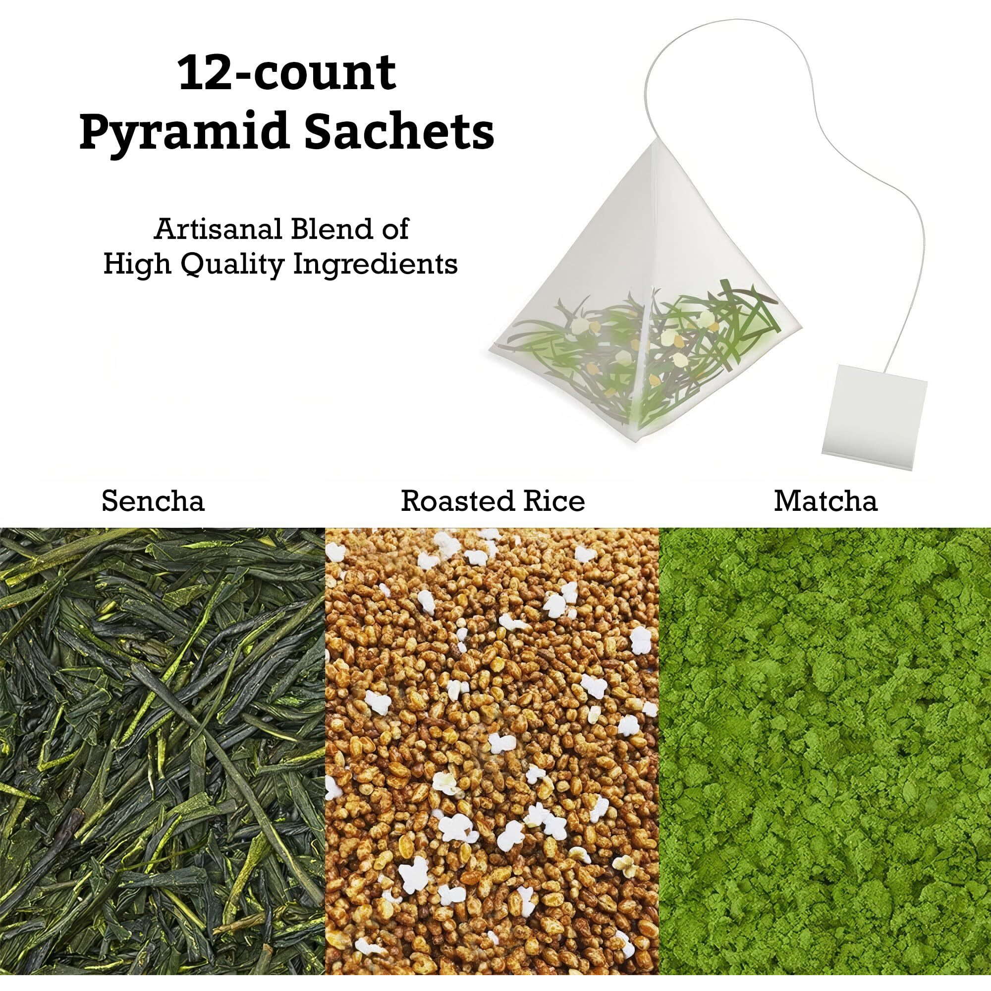 Sugimoto Tea Japanese Matcha Genmaicha Tea Bags 20 Count Pack Of 3, Matcha And Roasted Rice Green Tea Blend Made In Shizuoka Japan