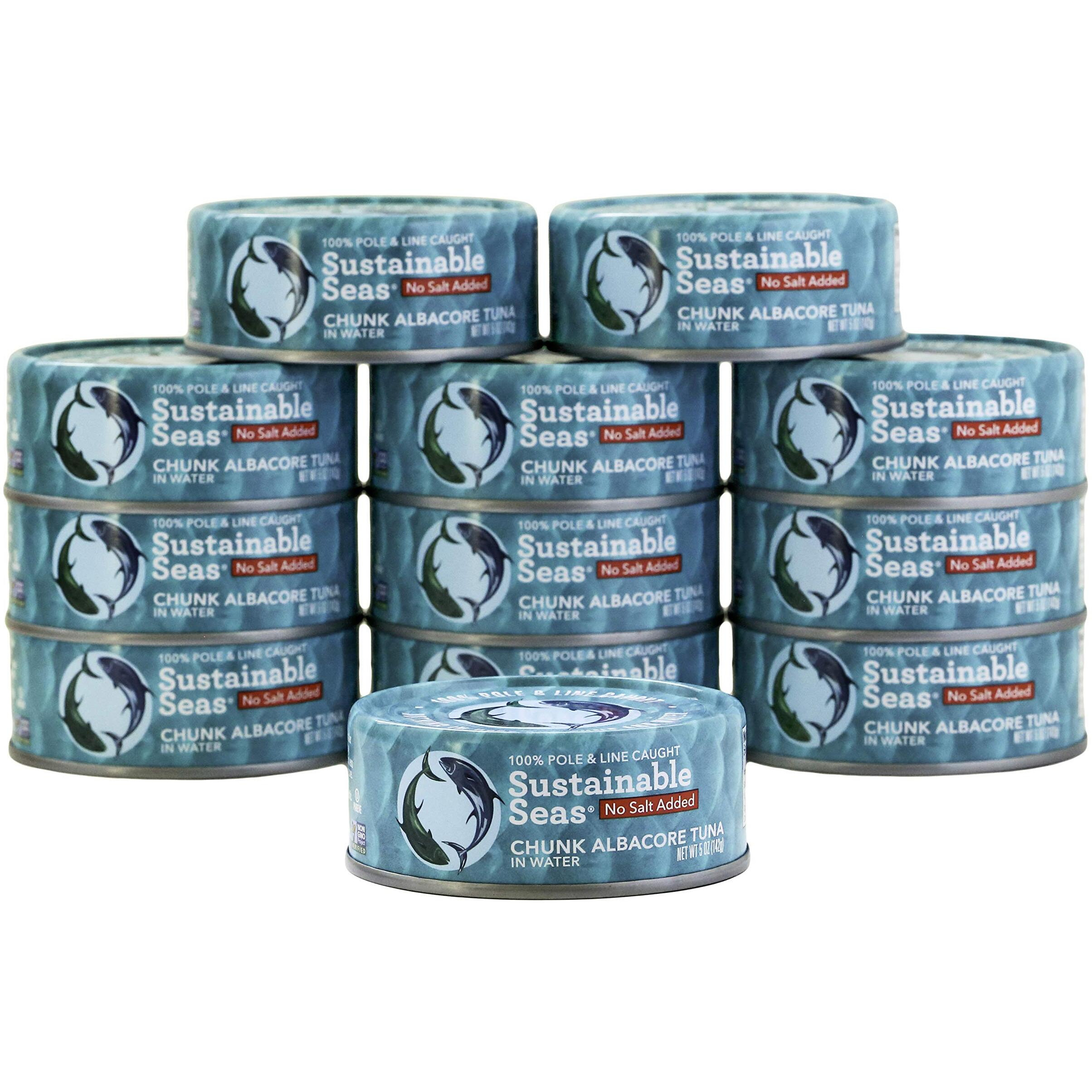 Sustainable Seas Chunk Albacore Tuna In Water, No Salt Added, Kosher, Non-Gmo, 5 Ounce (Pack Of 12)