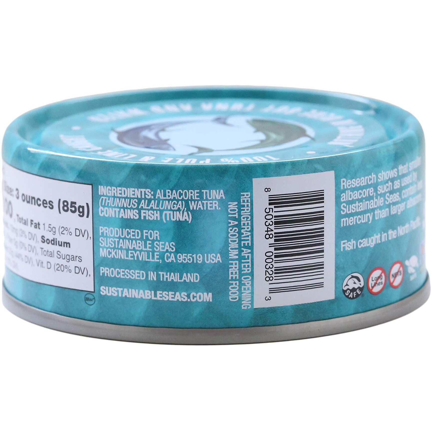 Sustainable Seas Chunk Albacore Tuna In Water, No Salt Added, Kosher, Non-Gmo, 5 Ounce (Pack Of 12)