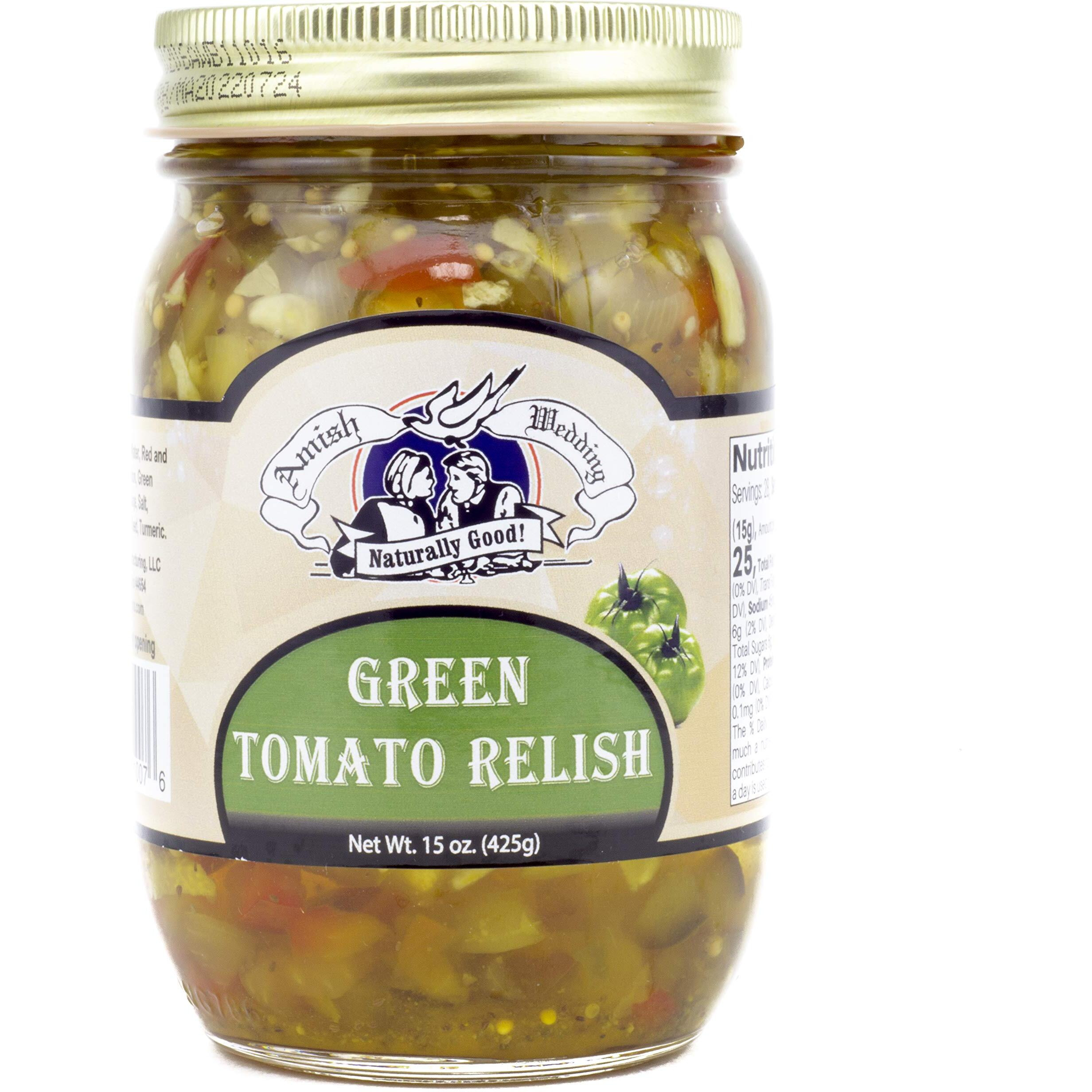 Amish Wedding All-Natural Green Tomato Relish 15 Ounces (Pack Of 2)