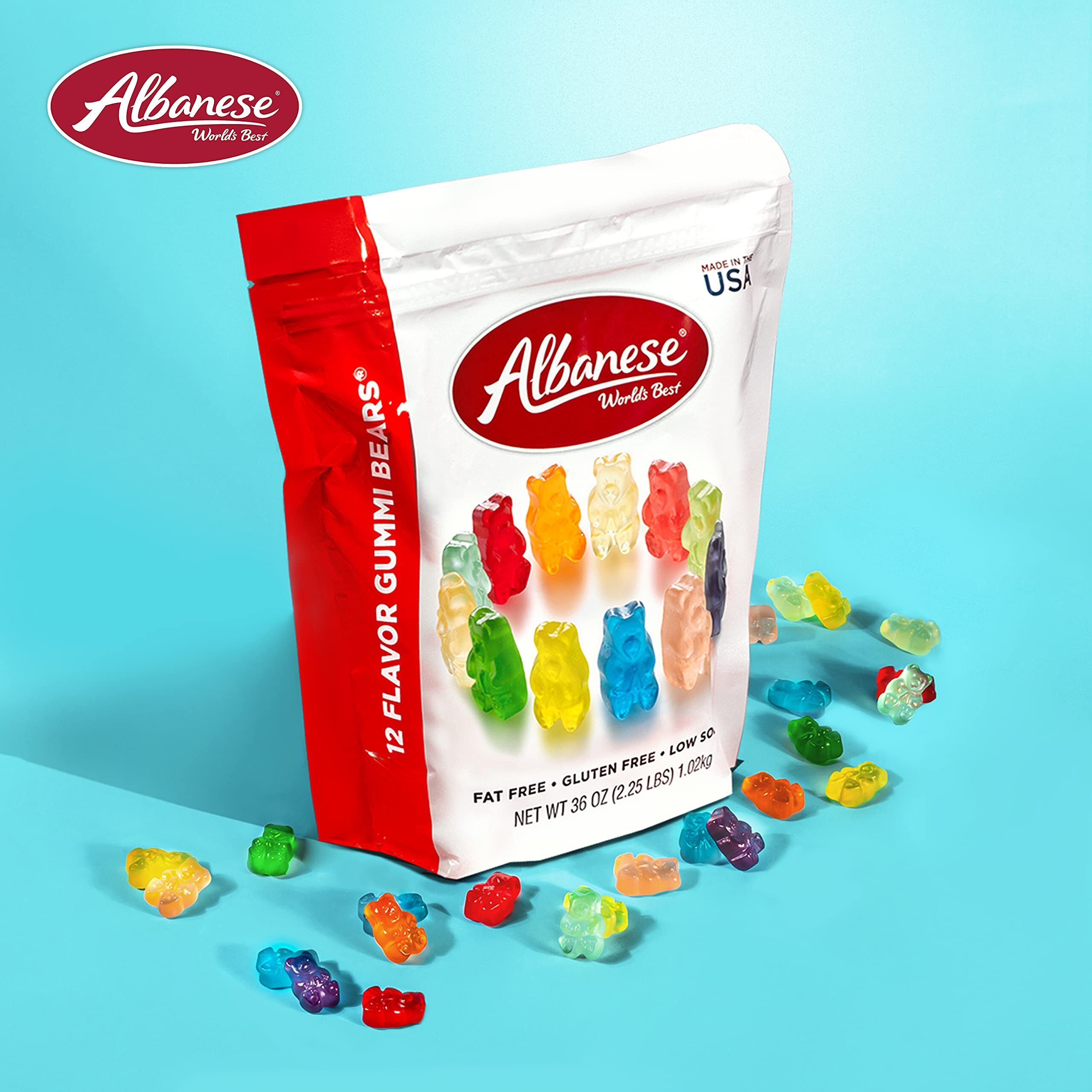 Albanese World's Best 12 Flavor Gummi Bears, 36Oz Bag Of Candy, Soft & Chewy Candy Snacks, Fruity Flavor Assortment