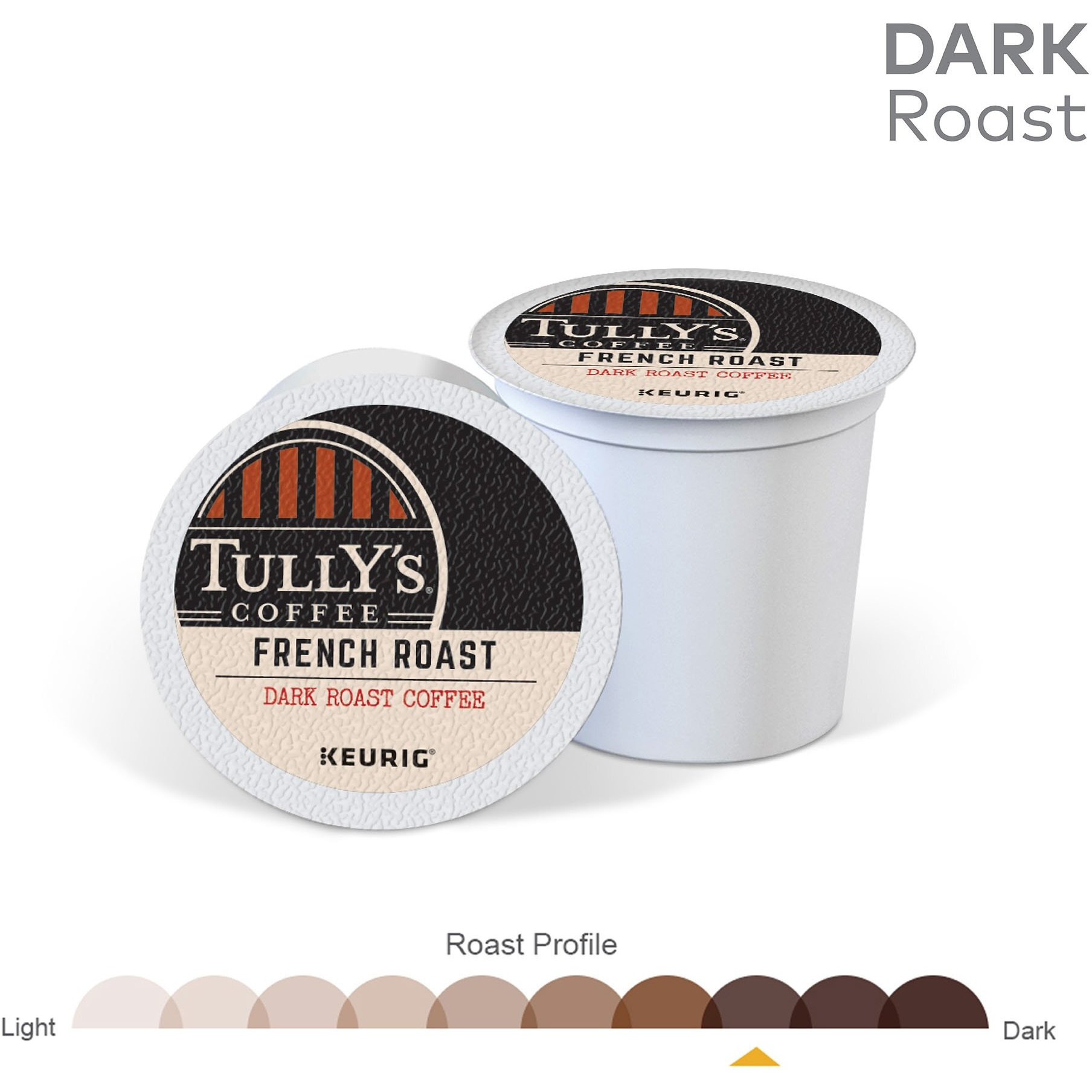 Tully's Coffee French Roast Keurig Single-Serve K-Cup Pods, Extra Bold Dark , 12 Count