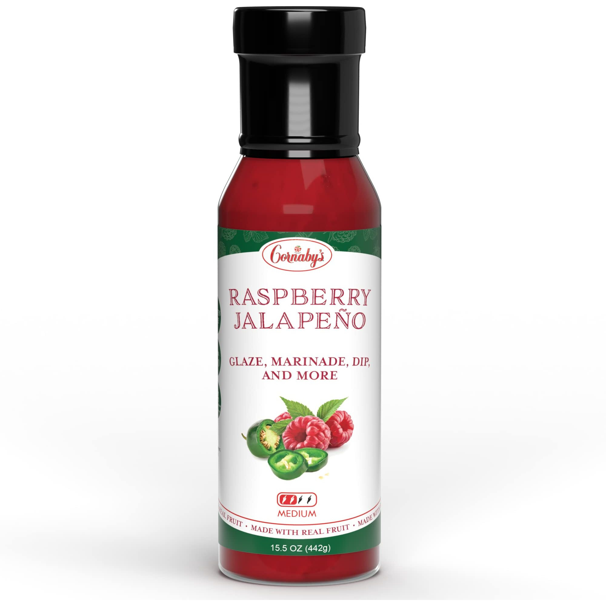 Cornabys Raspberry Jalapeno Spicy Sauce (14.9 Oz.) Pack Of 1 | Perfect Combination Of Sweet And Spicy | Grilling Sauce For Chicken, Steak, Burgers, Fish, Or Ribs | All-Natural, Vegan & Gluten-Free (Raspberry Jalapeno)