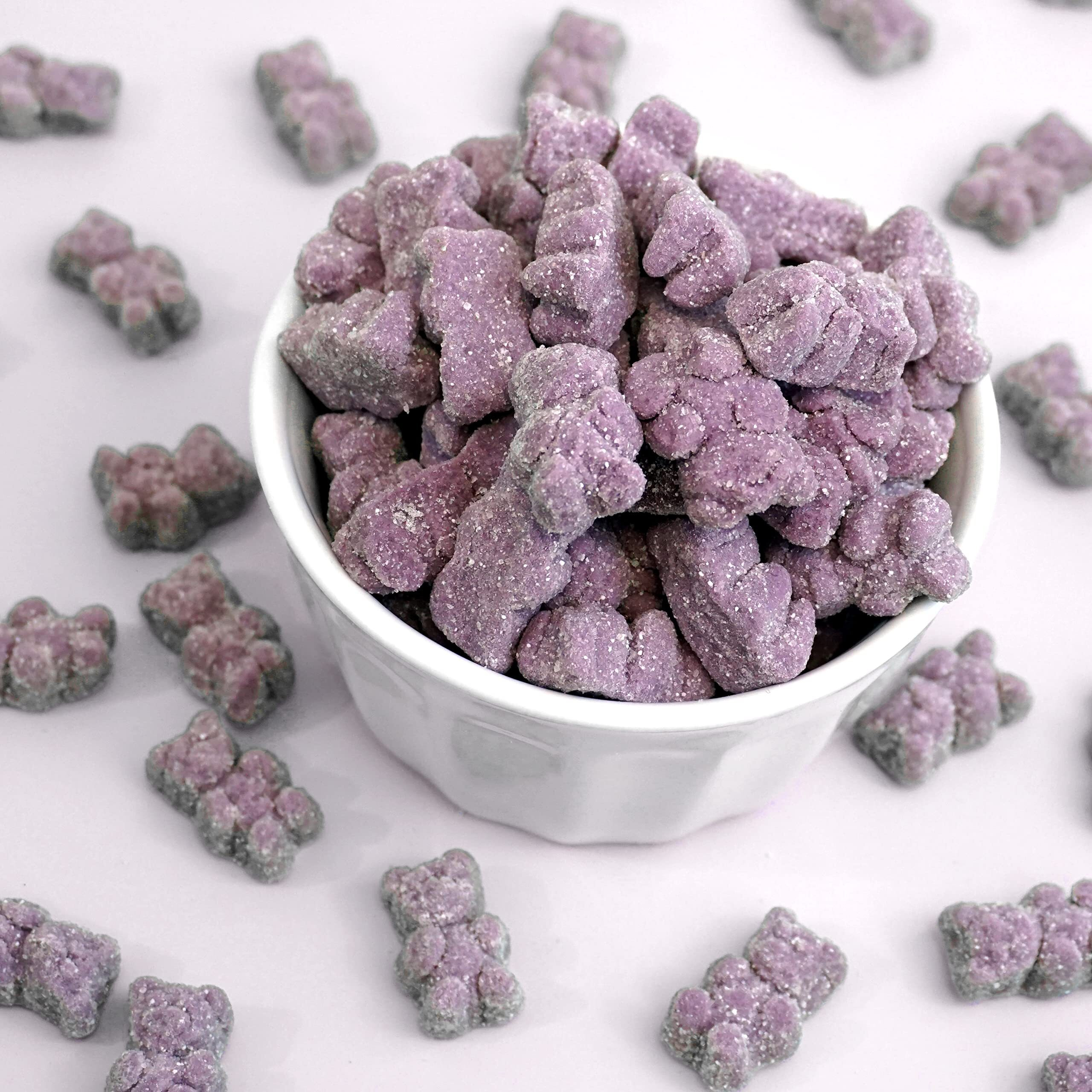 Purple Gummy Bears Sugared, 2.2 Pound Bag, Purple Candy Grape Flavored, The Hampton Popcorn & Candy Company