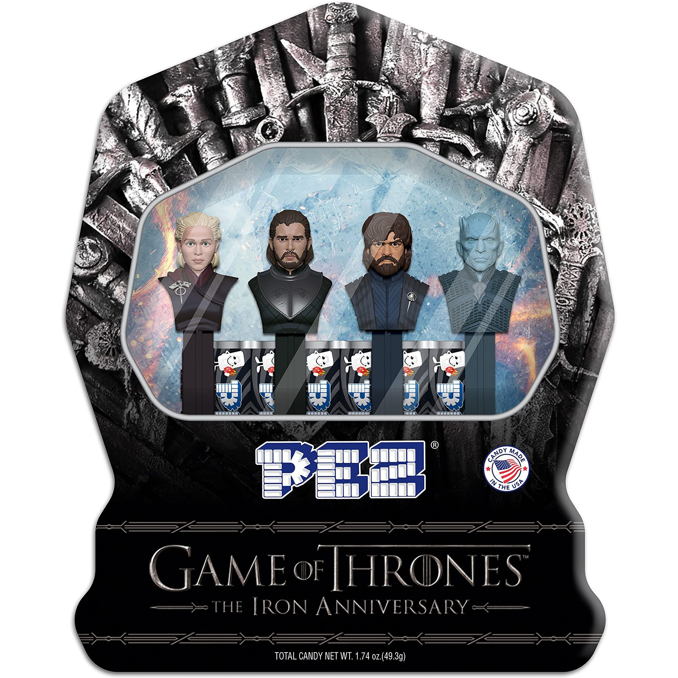 Pez Candy Game Of Thrones The Iron Set Jon Snow, Daenrys, Night King, Tyrion With Dragon Fruit Flavored Candy