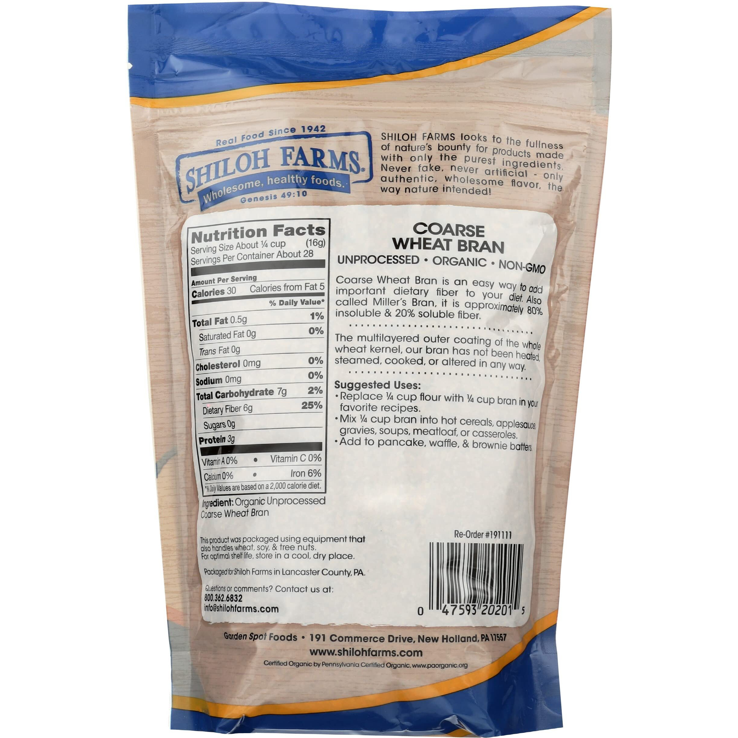 Shiloh Farms Organic Bran Coarse, 16 Oz