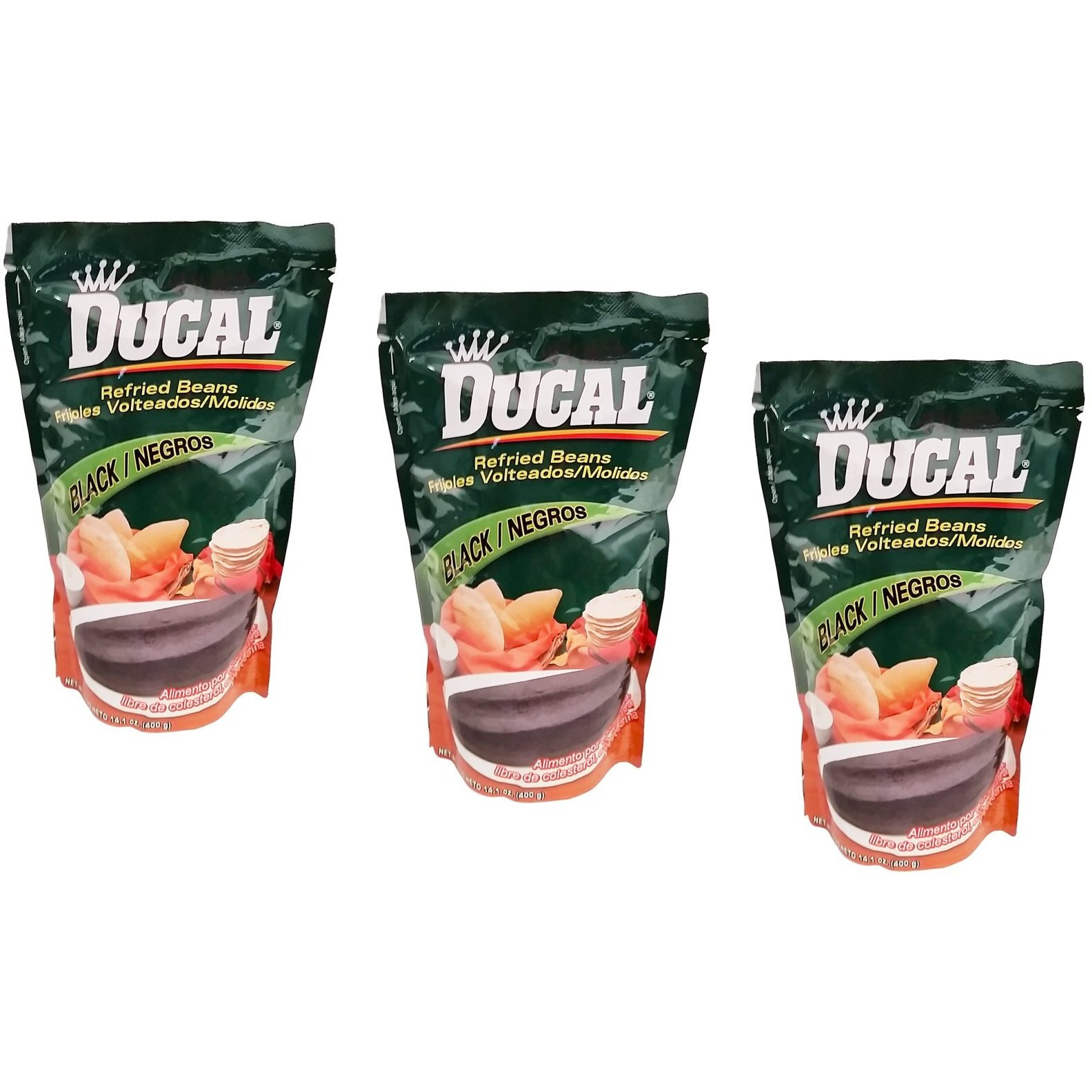 Ducal Refried Black Beans 14.1Oz / 400Grs Frijoles Negros Volteados (3 Pack)
