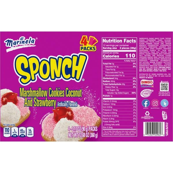 Marinela Sponch Marshmallow Cookies 2 Pack (8 Count)