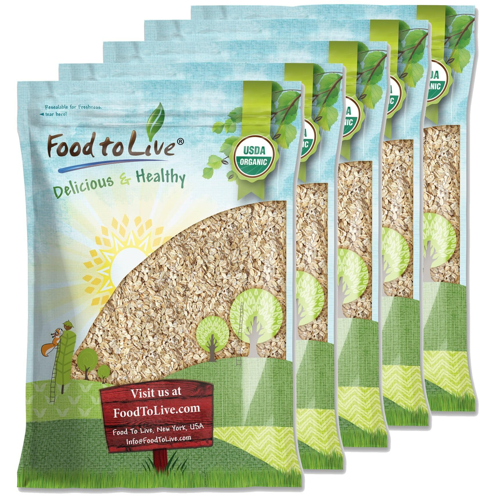 Food To Live Organic Rolled Oats, 25 Pounds - Old-Fashioned, 100% Whole Grain, Non-Gmo, Raw, Kosher, Bulk Oats. Perfect For Morning Oatmeal And Overnight Oats