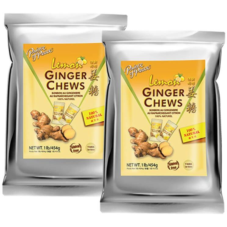 Prince Of Peace Ginger Chews With Lemon, 1 Lb. - Candied Ginger - Lemon Candy - Lemon Ginger Chews - Natural Candy - 2 Pack