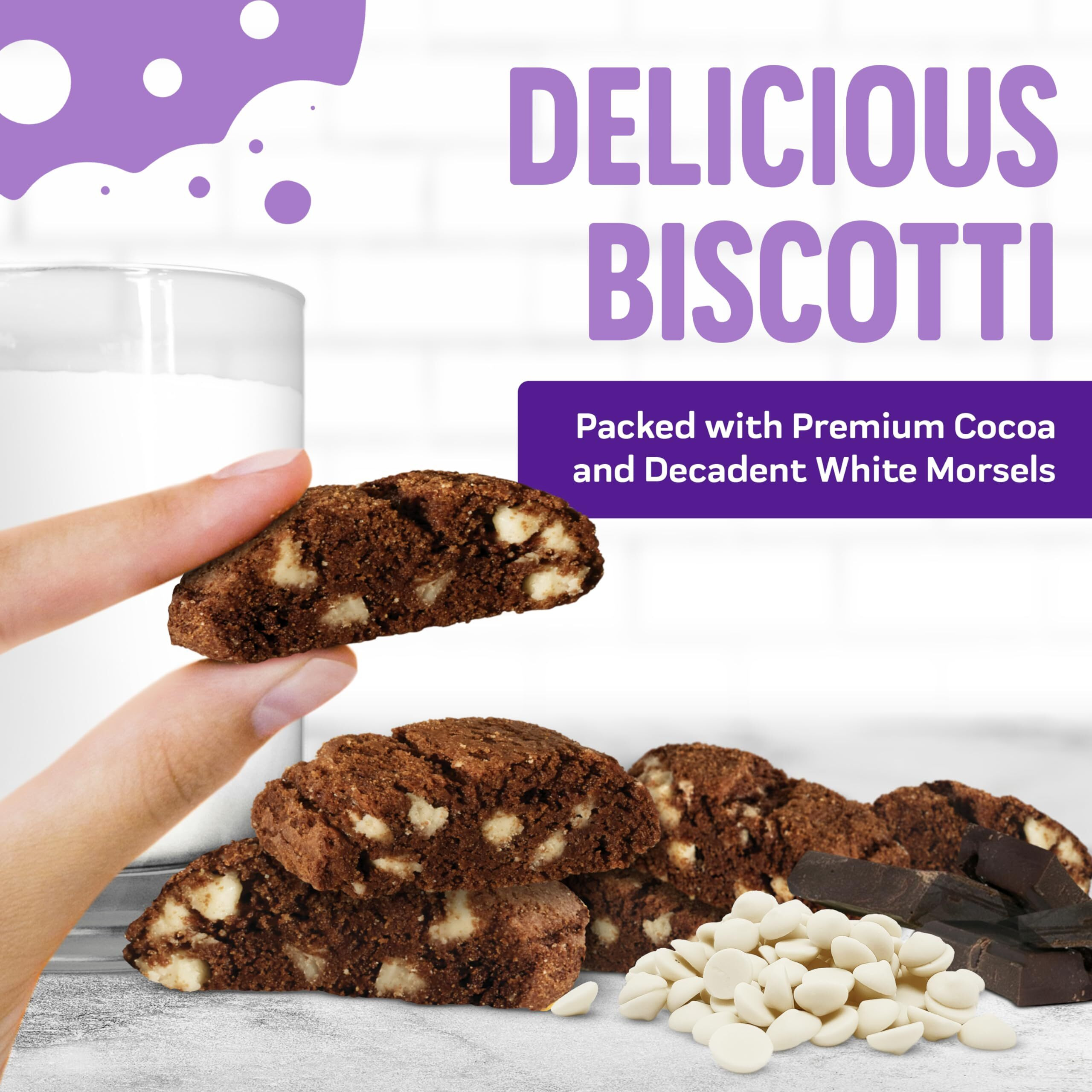 Cooper Street Italian Biscotti Cookies - Twice Baked Biscotti Style Cookie Biscuits In Delicious Brownie Chocolate Crunch | Crispy, Light And Healthy Cookies | Peanut & Dairy Free | 1.25Oz - 24 Pack