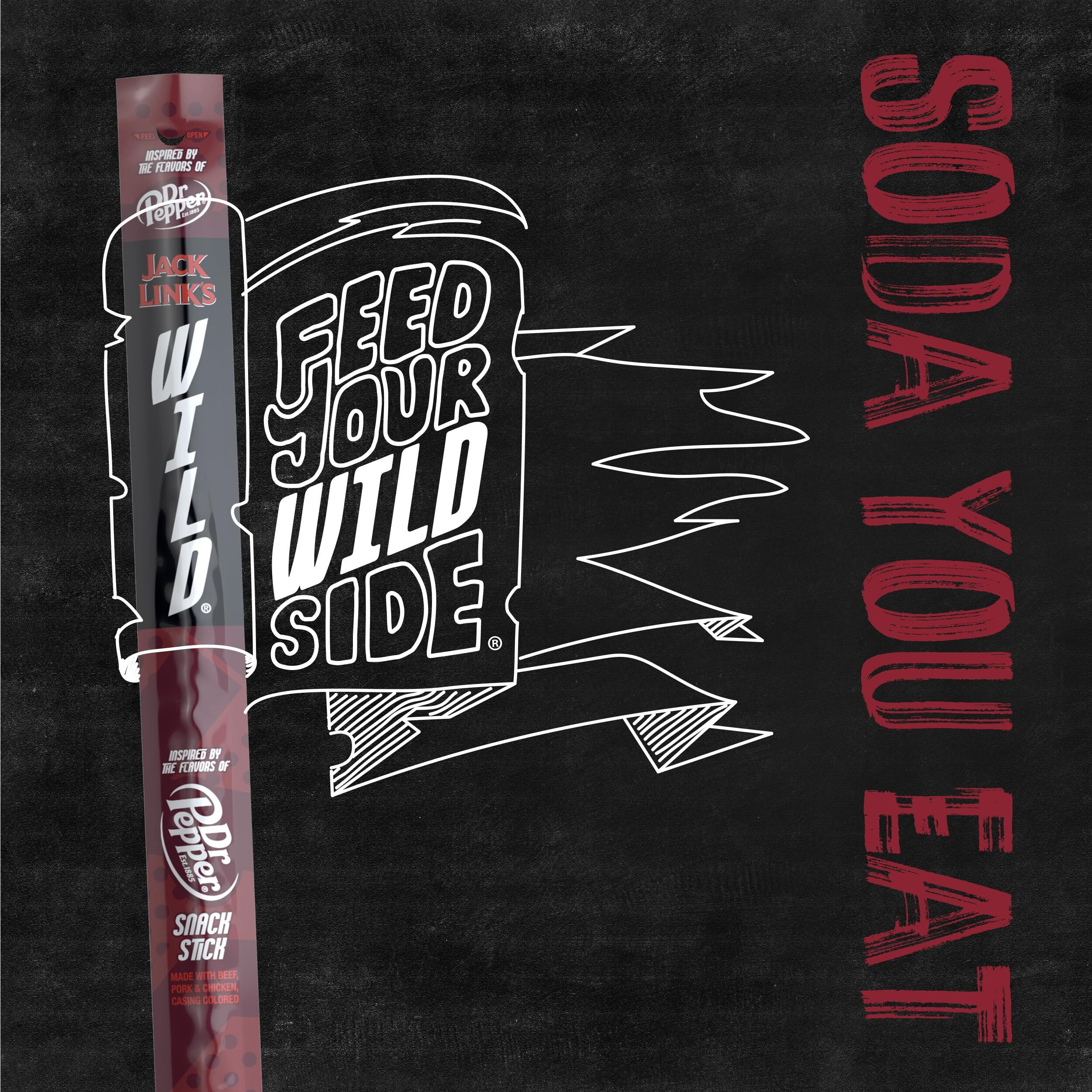Jack Link's Wild Snack Sticks - Dr. Pepper Inspired Flavors - Individually Wrapped Sticks With 11G Of Protein, Inspired By The Flavors Of Dr. Pepper - 2.2 Oz. (24 Count)