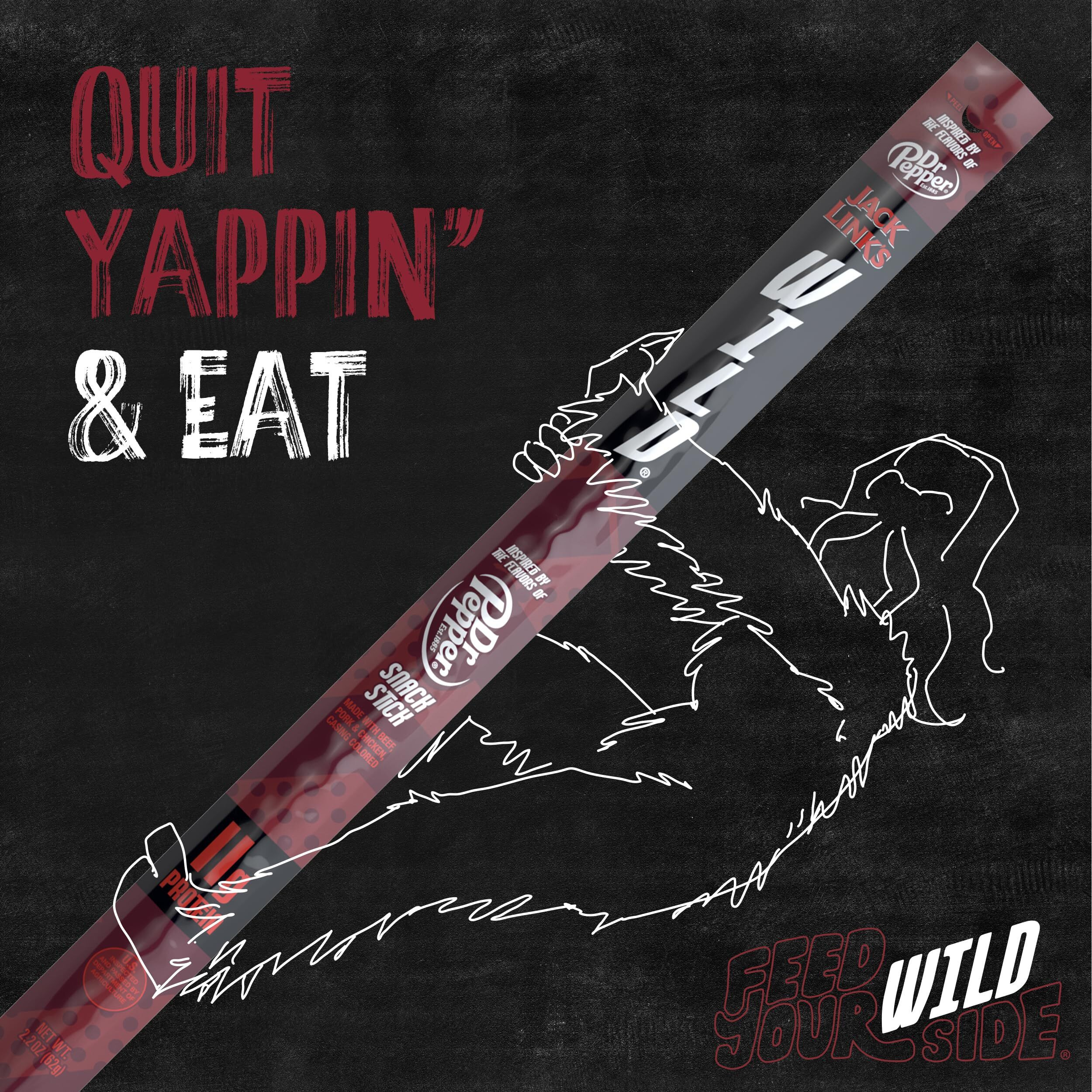 Jack Link's Wild Snack Sticks - Dr. Pepper Inspired Flavors - Individually Wrapped Sticks With 11G Of Protein, Inspired By The Flavors Of Dr. Pepper - 2.2 Oz. (24 Count)