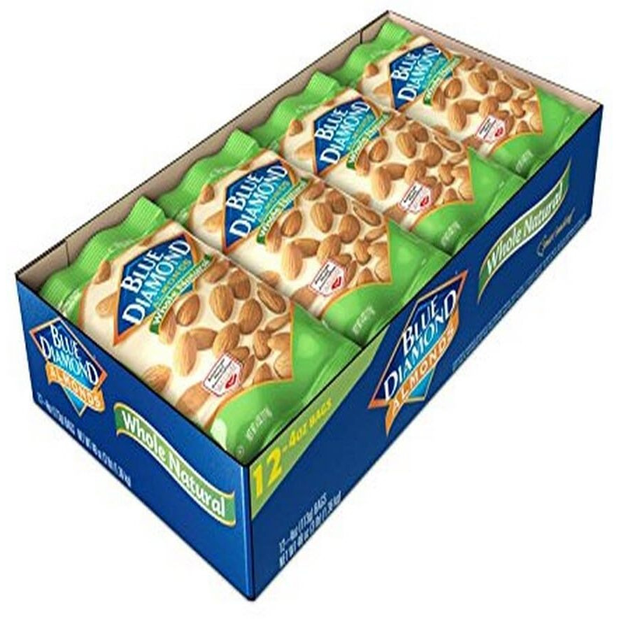 Blue Diamond Almonds, Raw Whole Natural, 4 Ounce (Pack Of 12)