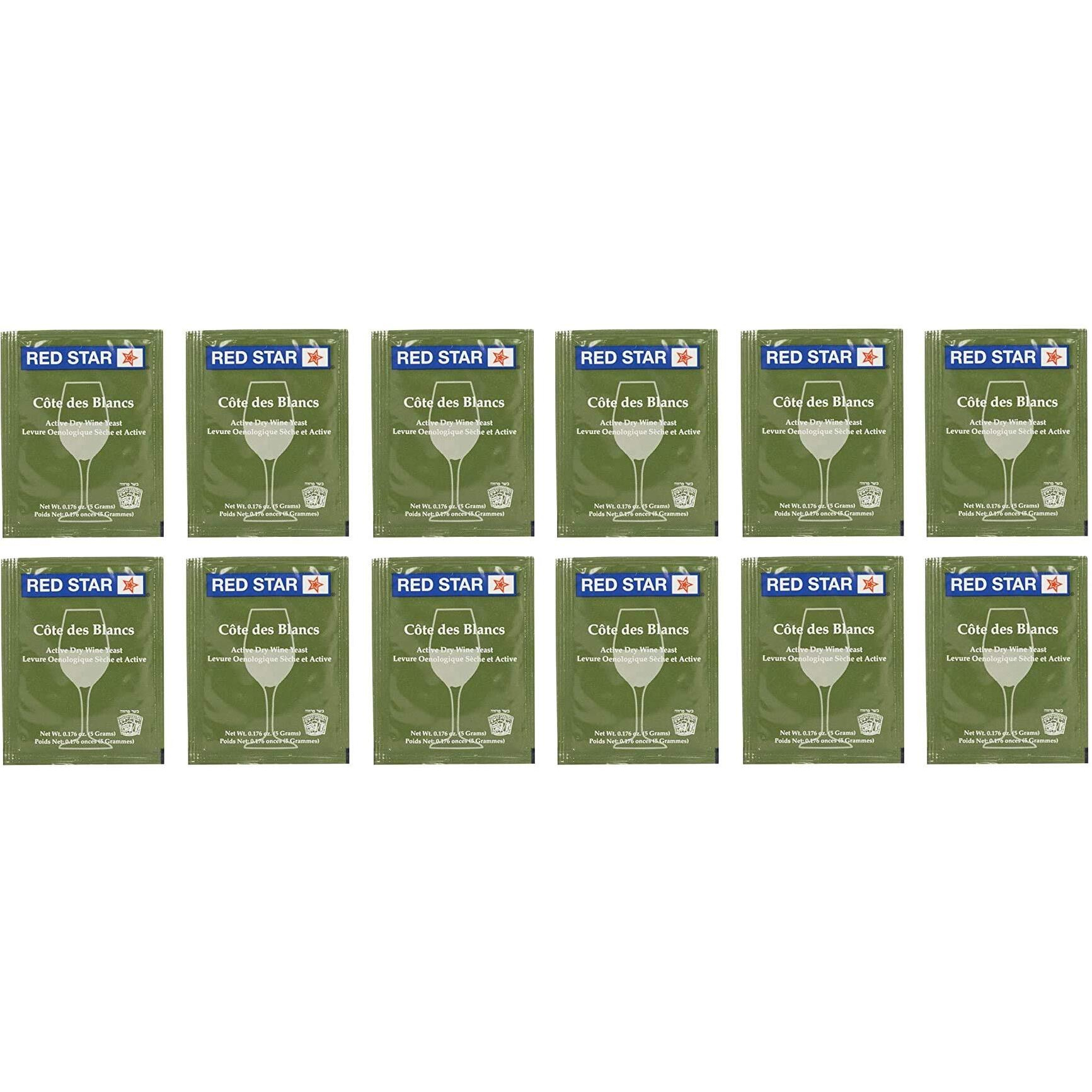 Red Star Cote Des Blancs Wine Yeast - Pack Of 12 - With North Mountain Supply Freshness Guarantee