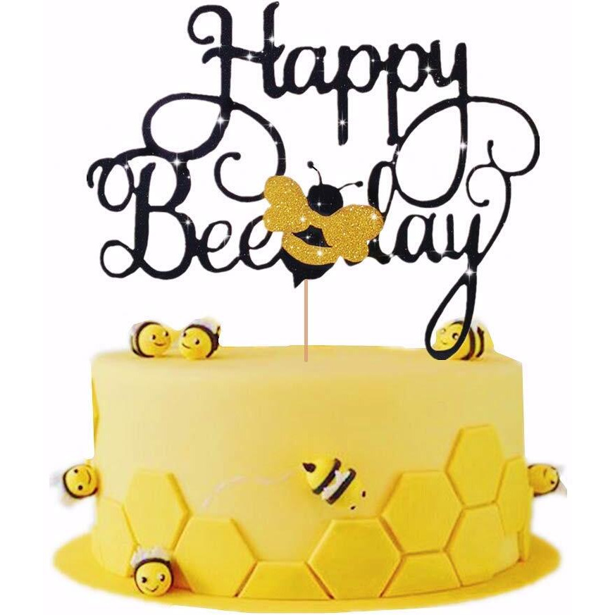 Laventy Happy Bee Day Cake Topper Bumble Bee Cake Topper Bumble Bee Themed Party Happy Supplies Bumble Bee Decoration