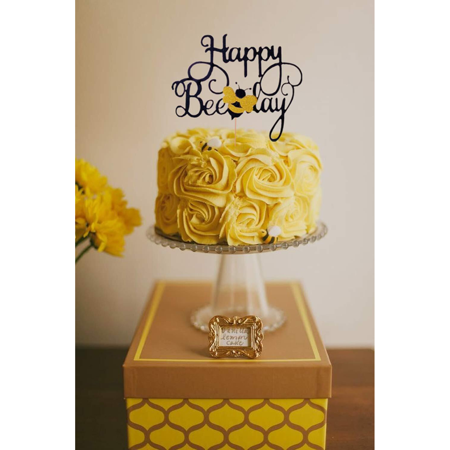 Laventy Happy Bee Day Cake Topper Bumble Bee Cake Topper Bumble Bee Themed Party Happy Supplies Bumble Bee Decoration