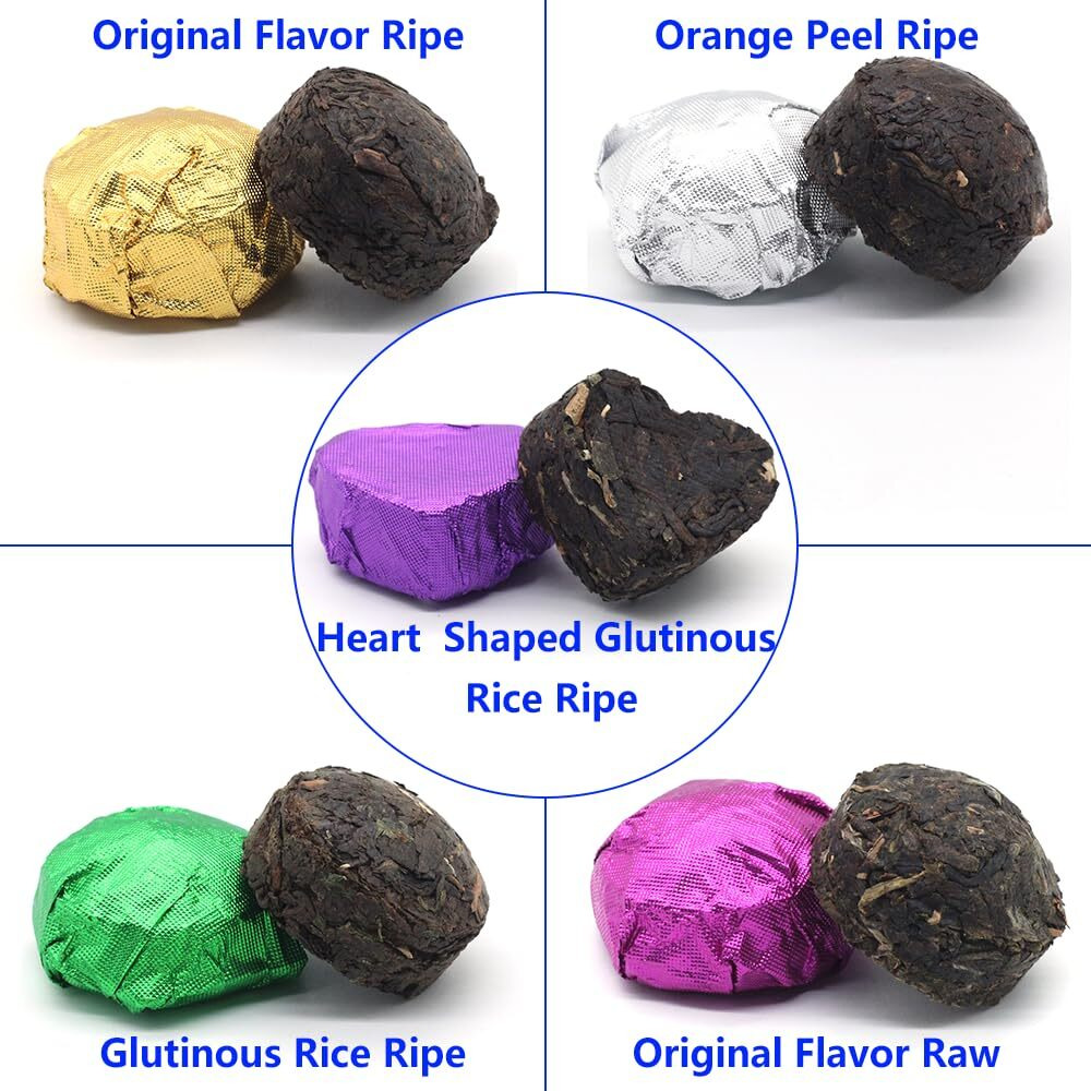 Lwxljmjzc-Ripe Puerh Tea Mini Cake 30Pcs(10 Tastes*3Pcs) |Yunnan Pu-Erh Tea |Rice Balls (Cook&Uncook) Pu'Erh Tea | Mini Tuo Cha Black Tea