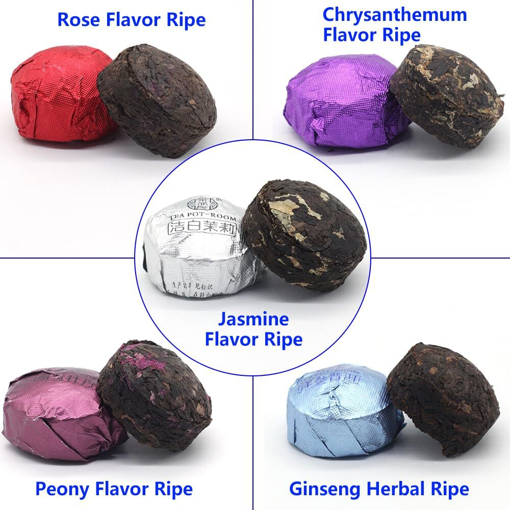 Lwxljmjzc-Ripe Puerh Tea Mini Cake 30Pcs(10 Tastes*3Pcs) |Yunnan Pu-Erh Tea |Rice Balls (Cook&Uncook) Pu'Erh Tea | Mini Tuo Cha Black Tea