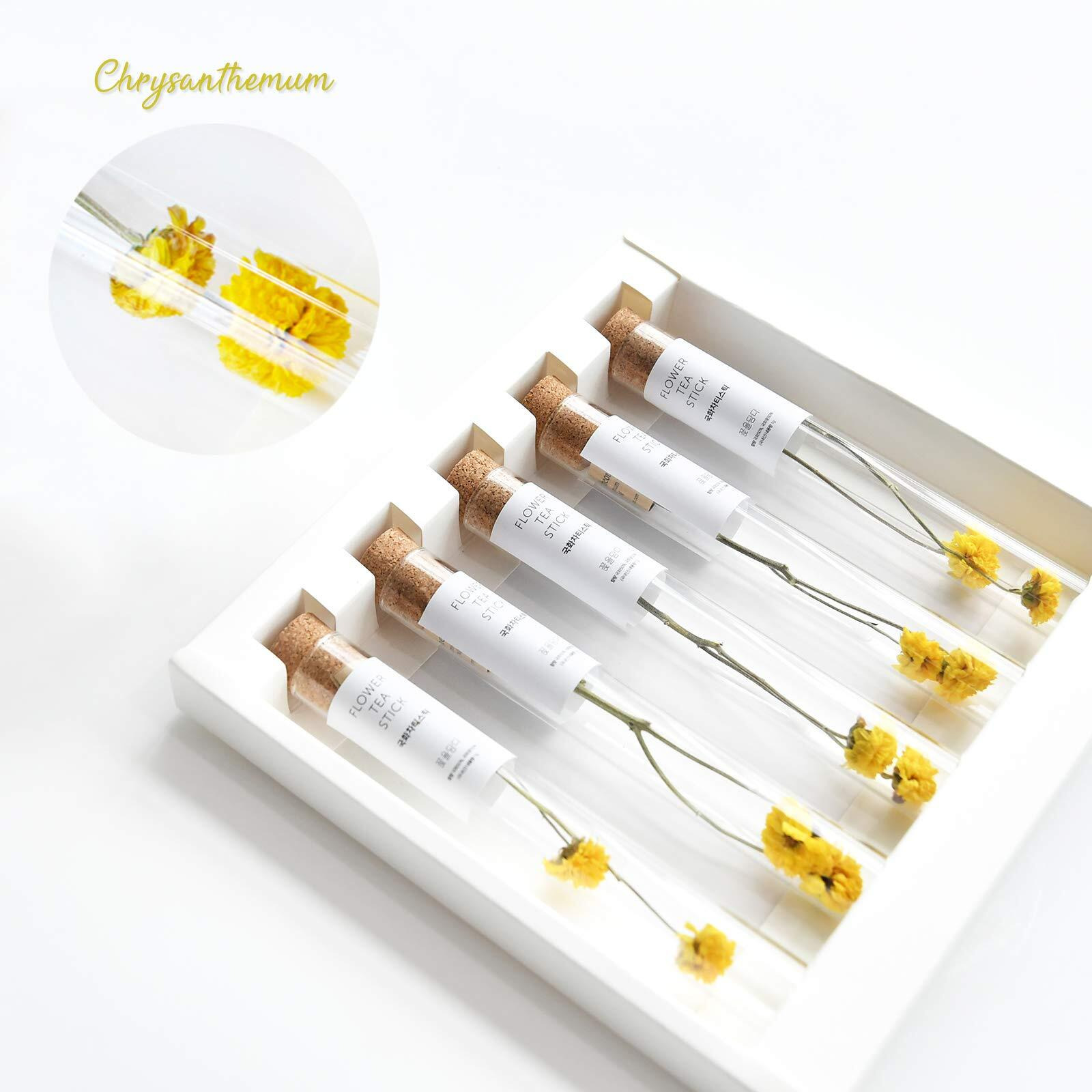 Kkokdam Tea Gift Set - Chrysanthemum Flower Tea Stick - Loose Leaf Tea Set, Blooming Tea Flowers, Korean Tea Set, Unique Tea Gifts, Fancy Tea Sets, Korean Gift Set - 5 Count