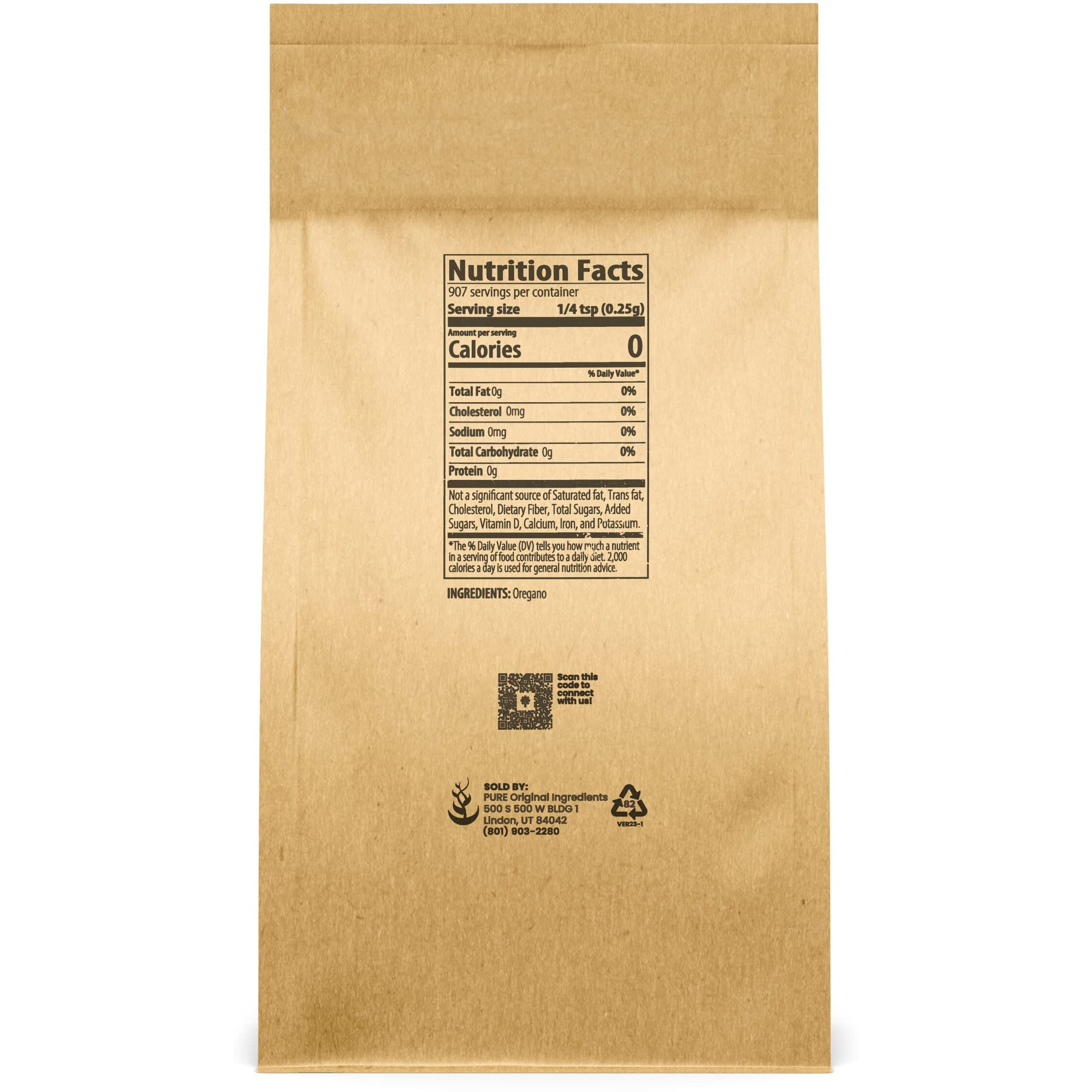 Pure Original Ingredients Dried Oregano Leaf Flakes (8 Oz) Pure & Natural, Gluten-Free, Eco-Friendly Packaging