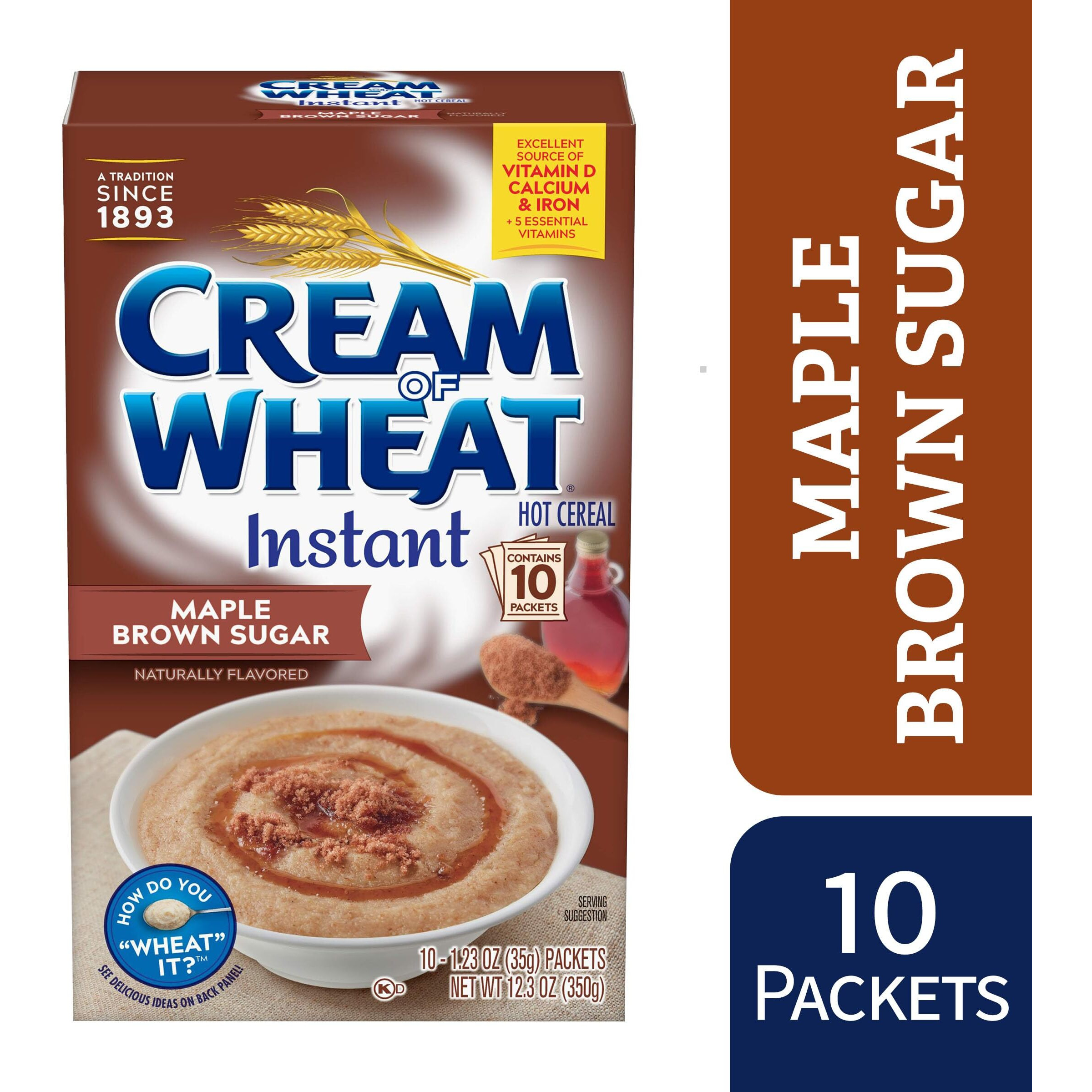 Cream Of Wheat Instant Hot Cereal, Maple Brown Sugar, 1.23 Ounce, 10 Packets (Pack Of 12)