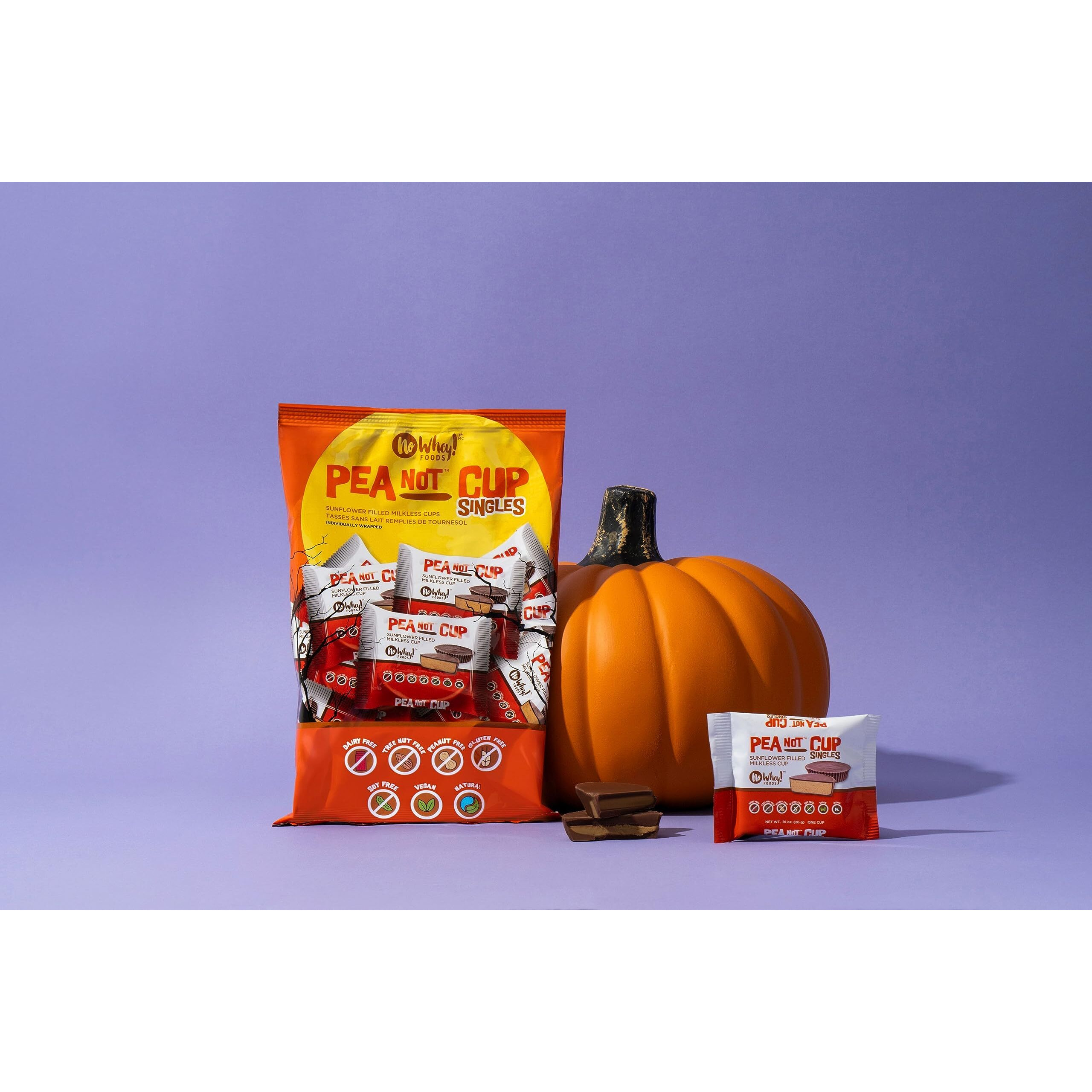 Peanot Cups Singles (2 Pack) | Allergy Friendly, Vegan Chocolate Halloween Candy | Dairy Free, Nut Free, Peanut Free, Gluten Free | No Whey Foods