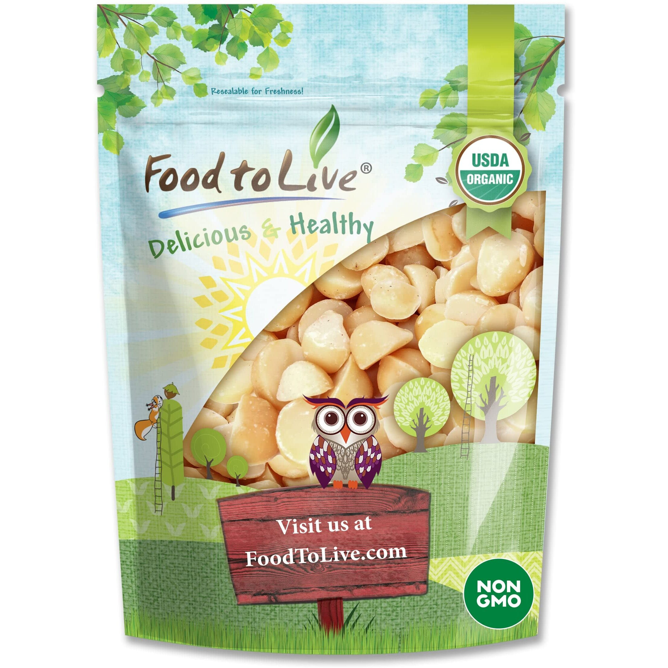 Food To Live Organic Macadamia Nut Halves & Pieces, 8 Ounces Non-Gmo, Raw, Shelled, Unsalted, Kosher, Vegan, Bulk. Keto Snack. Source Of Healthy Fats. Topping For Salad, Yogurt, Cereal, Dessert.