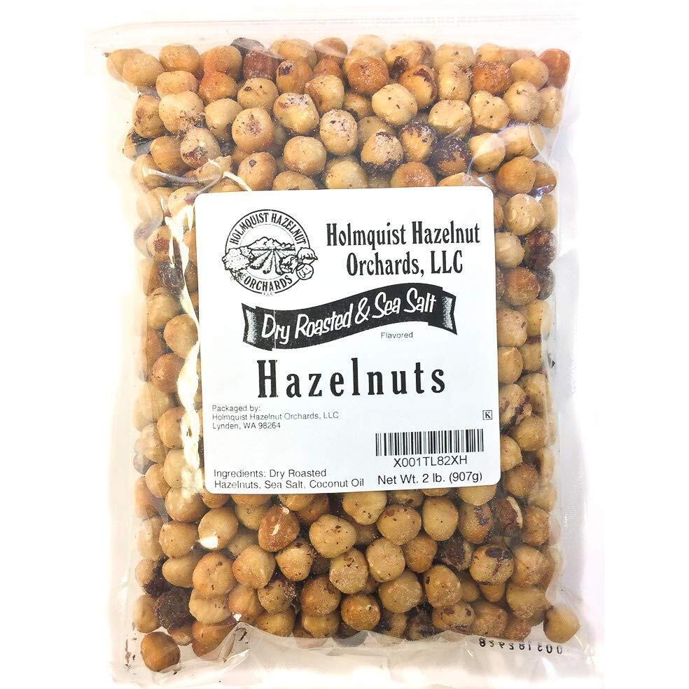 2 Lb | Holmquist Hazelnuts Dry Roasted Hazelnuts | Sea Salt | Skins Mostly Removed | Heart Healthy | Non-Gmo, Gluten Free, Kosher, Resealable, Keto-Friendly
