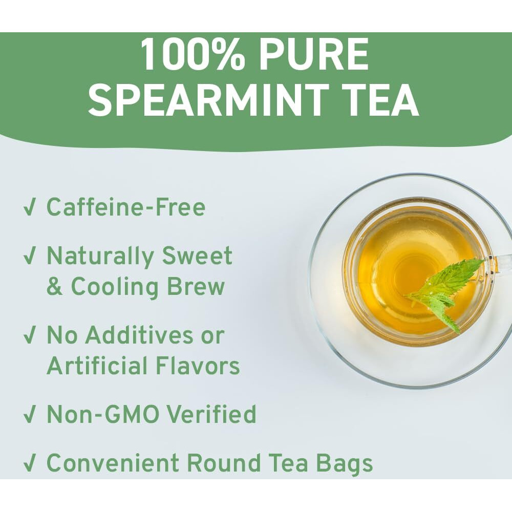Handpick, Spearmint Tea Bags (100 Herbal Tea Bags) Rich In Essential Oil | Refreshing Mint Tea | Non-Gmo, Gluten Free | Round Eco-Conscious Tea Bags