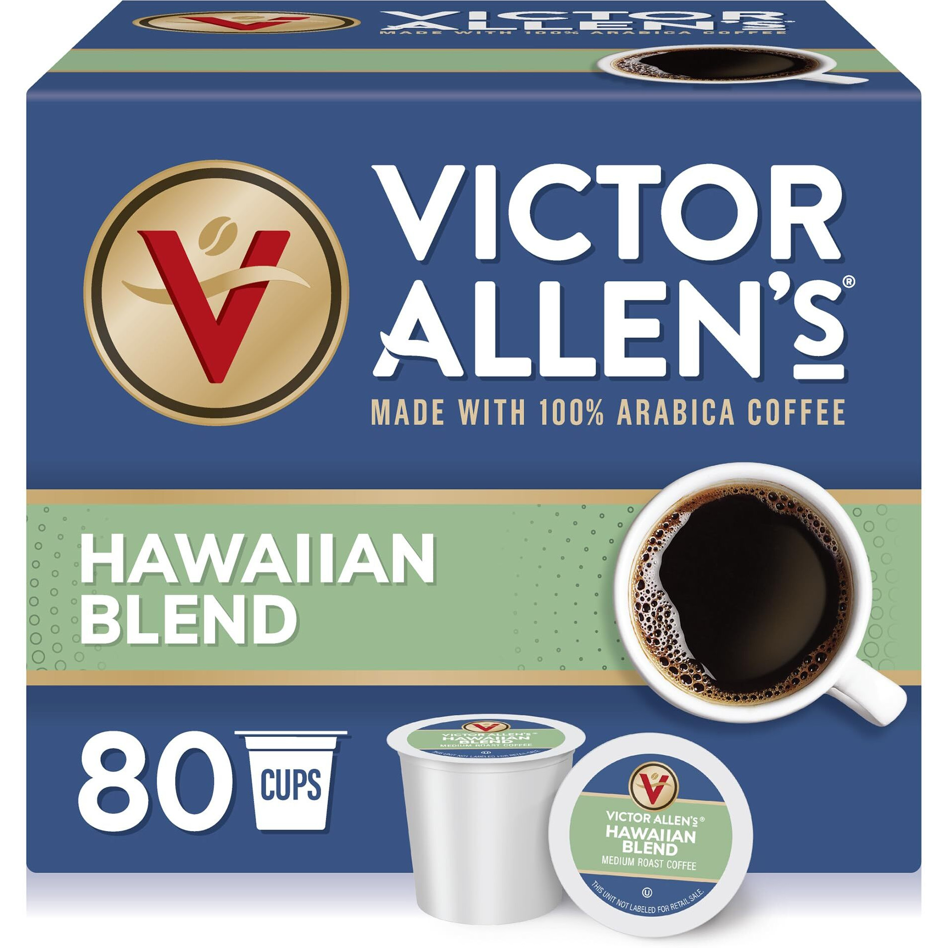 Victor Allen's Coffee Hawaiian Blend, Medium Roast, 80 Count, Single Serve Coffee Pods For Keurig K-Cup Brewers (Formerly Kona Blend)