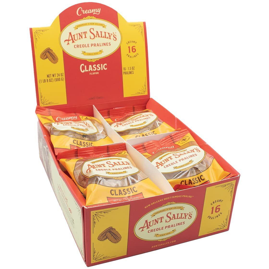 Creamy Classic Pralines - Aunt Sally's Pralines - 16 Count Box