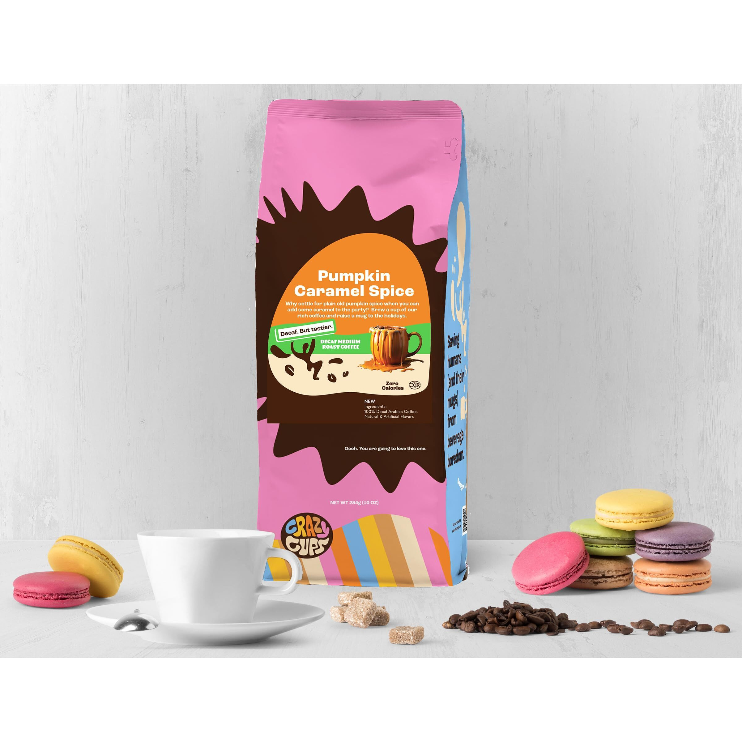 Crazy Cups Decaf Flavored Ground Coffee Variety Pack, Includes Cinnamon French Toast, Caramel Vanilla, Pumpkin Caramel Spice, In 10 Oz Bags, For Brewing Flavored Hot Or Iced Decaf Coffee, Variety 3 Pack