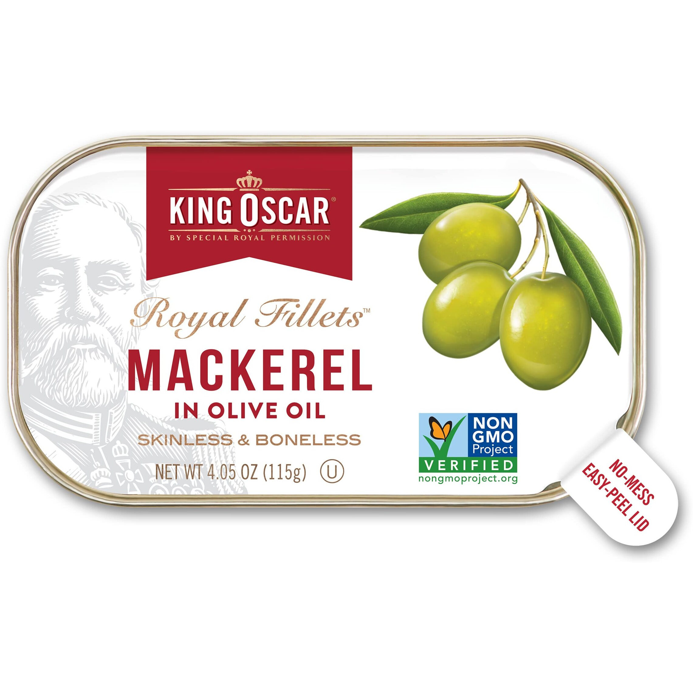 King Oscar Skinless & Boneless Mackerel In Olive Oil, 4.05-Ounce Cans (Pack Of 6)