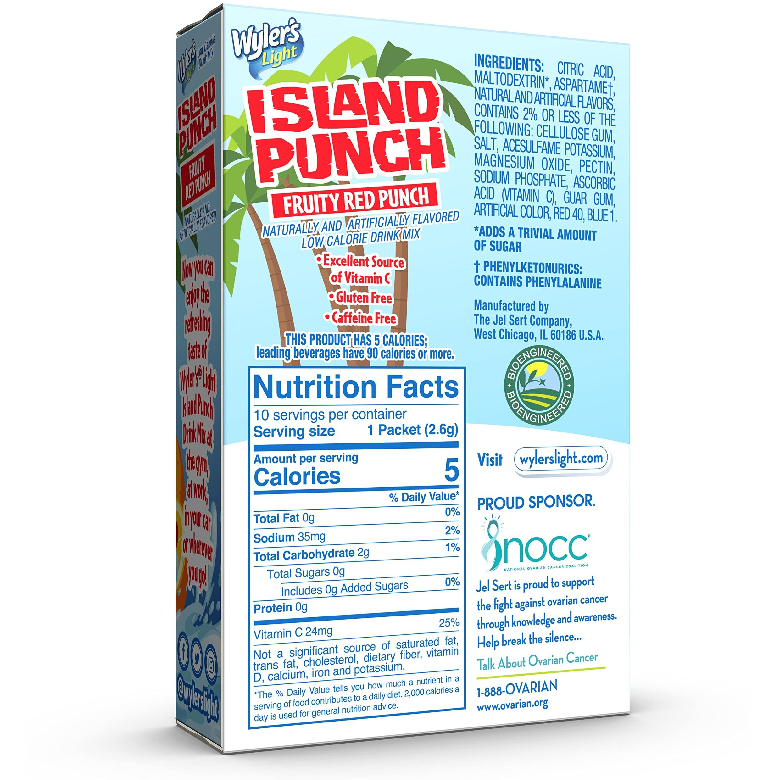 Wyler's Light Island Punch Singles To Go, Water Drink Mix, Fruity Red Punch, 10 Count, Pack Of 12 (120 Single Servings)