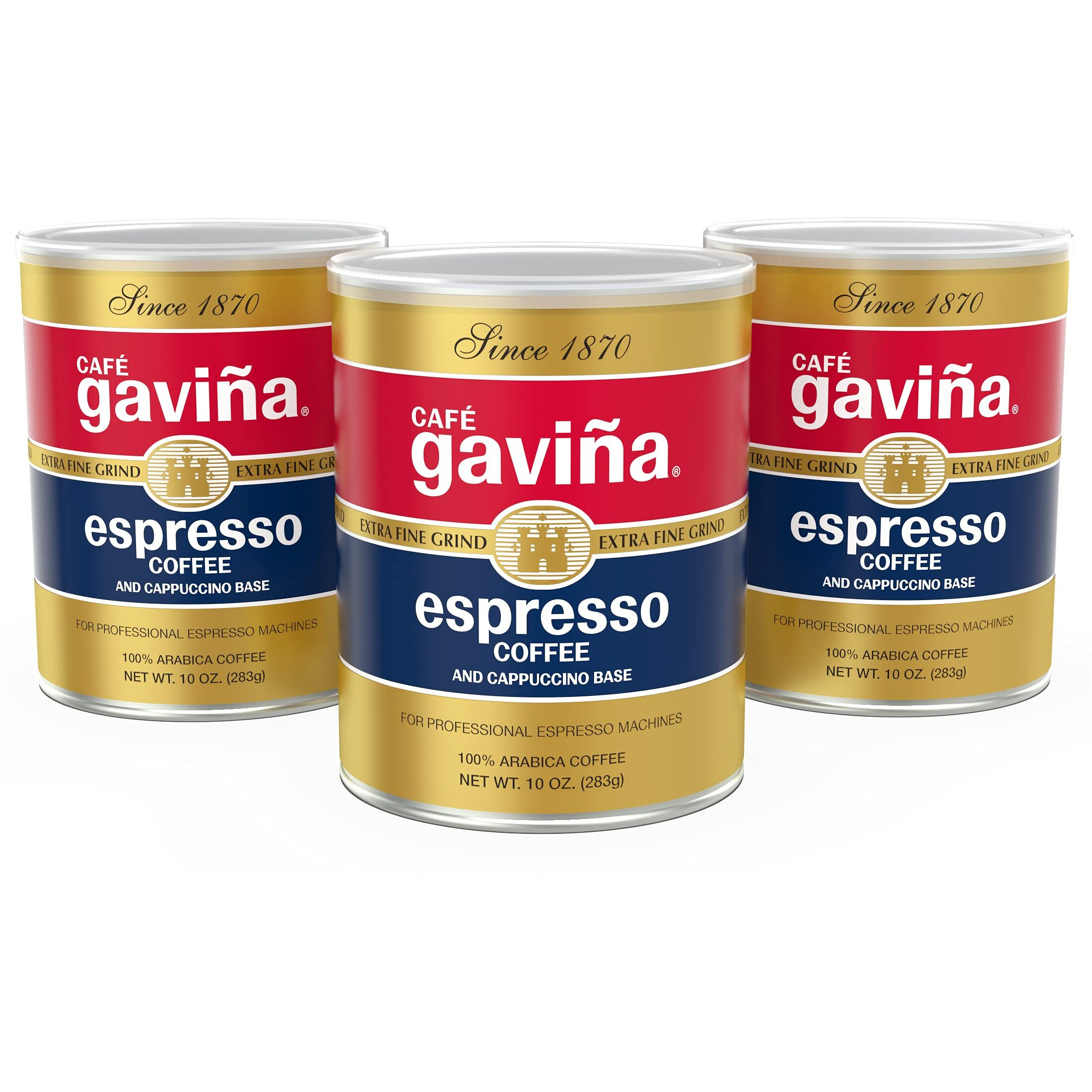 Caf   Gavia Espresso Roast Extra Fine Ground Coffee, 100% Arabica, (3 X 10 Oz Cans)