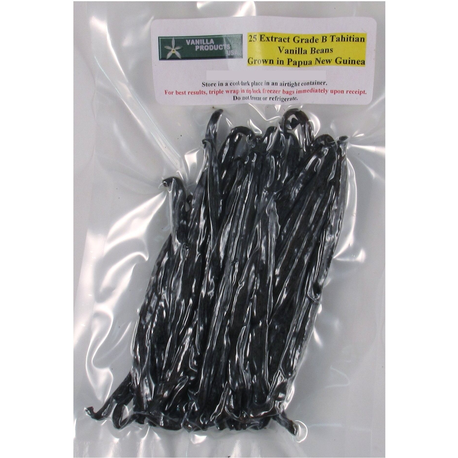 25 Tahitian Extract Grade B Vanilla Beans 5~6"" By Vanilla Products Usa