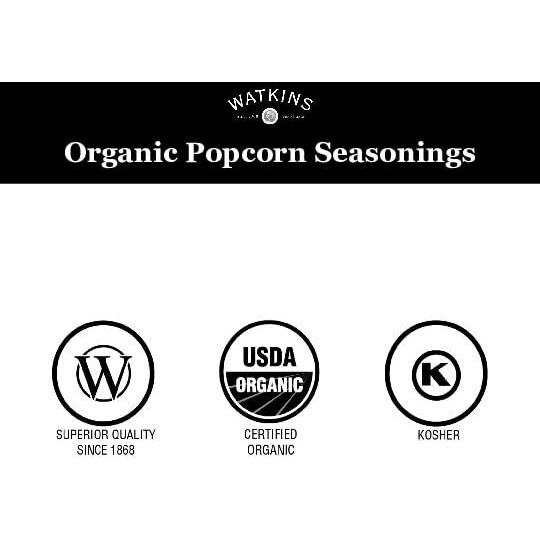 Watkins Popcorn Seasoning Multi-Flavor Variety Pack, 3-Pack (1 White Cheddar 3.3 Oz., 1 Butter/Salt 5.3 Oz., 1 Ranch 3.6 Oz.)