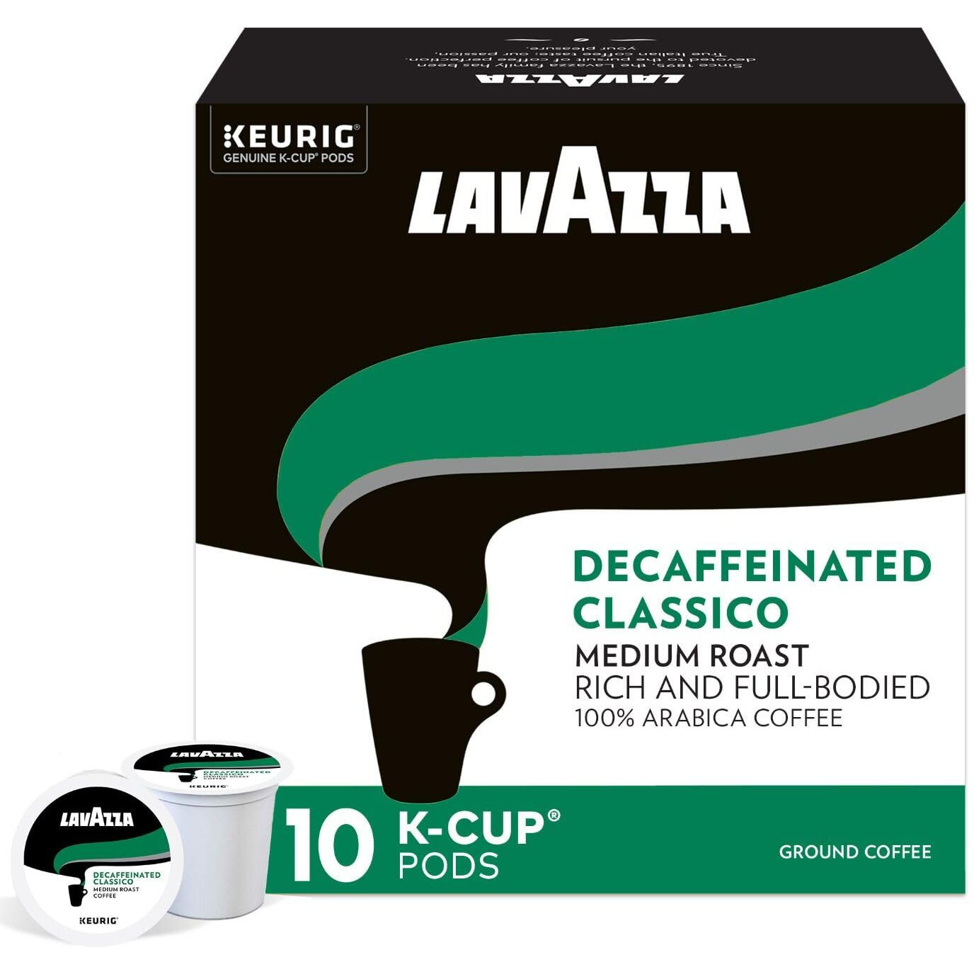 Lavazza Decaffeinated Classico Single-Serve Coffee K-Cups For Keurig Brewer, 10 Count Boxes (Pack Of 6)