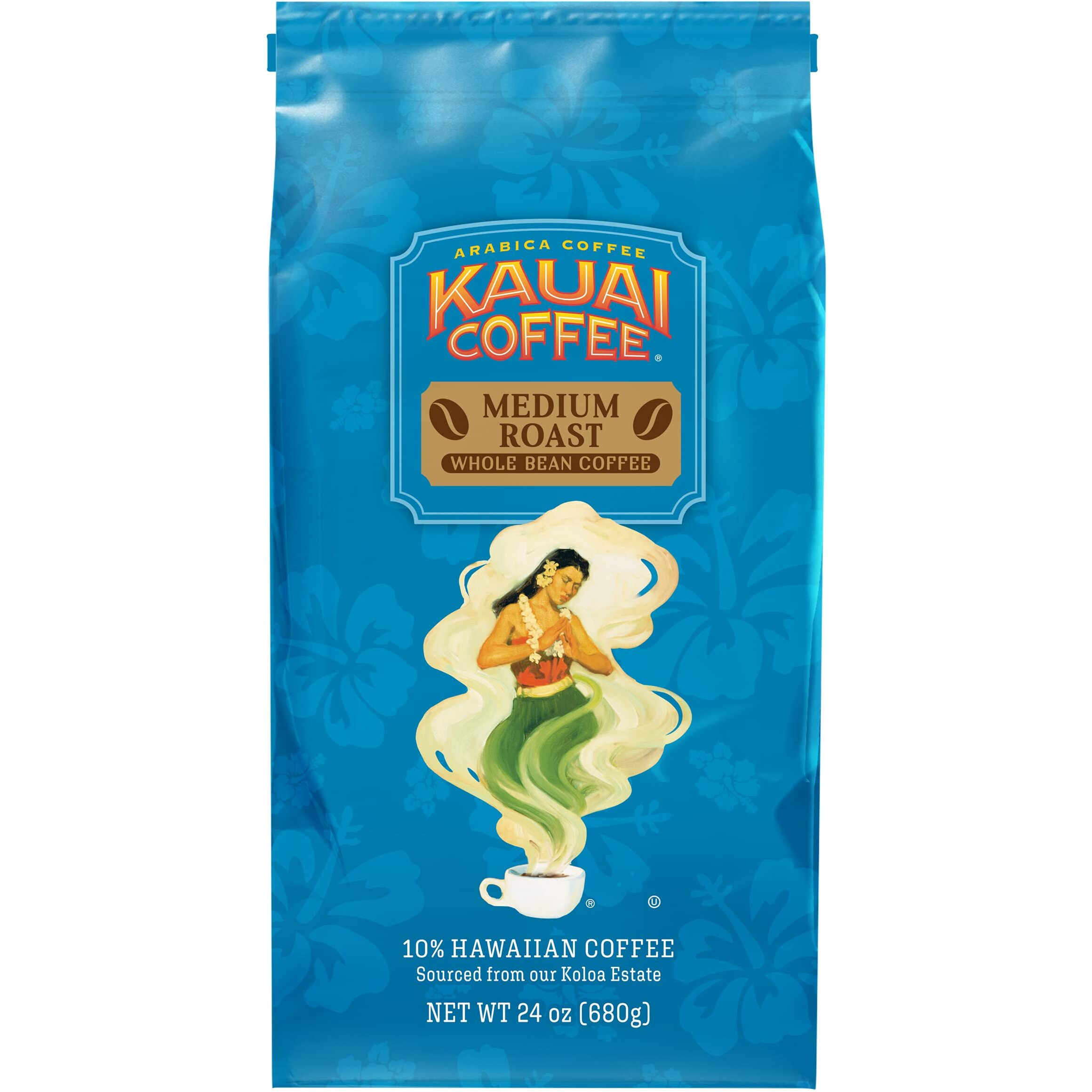 Kauai Coffee Koloa Estate Medium Roast - Whole Bean Coffee, 24 Oz. Package
